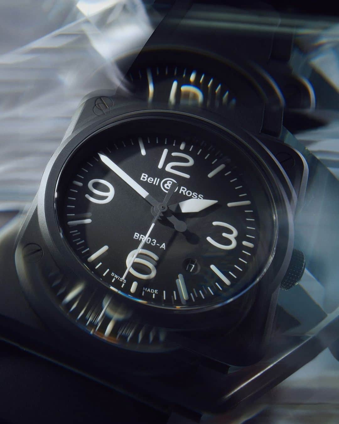 Wallpaperのインスタグラム：「Our edit of wishlist watches come in a wealth of materials. Pictured here is the BR 03 Black Matte watch in micro-blasted black ceramic by @bellrosswatches.⁠ ⁠ For more on this story, see the link in bio or Wallpaper’s December issue, on newsstands now.⁠ ⁠ 📸: @samhofmanstudio⁠ 🖊: @_hannahsilver_⁠ ⁠ #wallpapermagazine #watches #horology #br03 #bell&ross #bellandross #blackceramic」