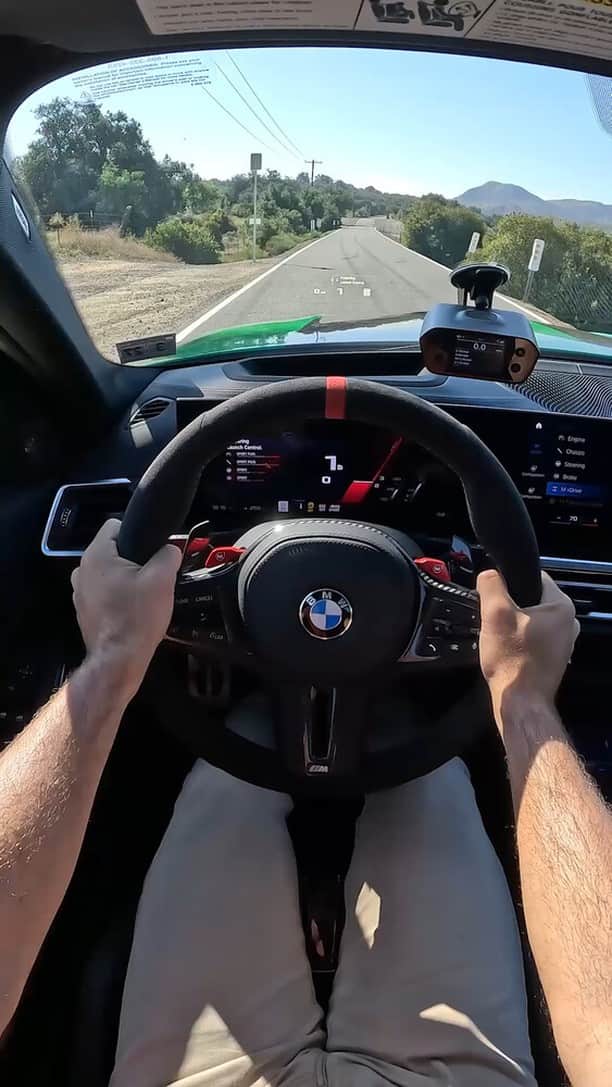 BMWのインスタグラム：「Reason # 14: Tell us a better place to enjoy 2.9s.  @milesperhr #BMWRepost   Filmed on a closed course, do not attempt unless safe to do so and following local driving laws.   The BMW M3 CS. #THEM3 #BMWM #M3 #BMW #MPower __ BMW M3 CS Sedan: Combined fuel consumption: 10.4–10.1 l/100 km. Combined CO2 emissions: 234–229 g/km. All data according to WLTP. Further info: www.bmw.com/disclaimer」