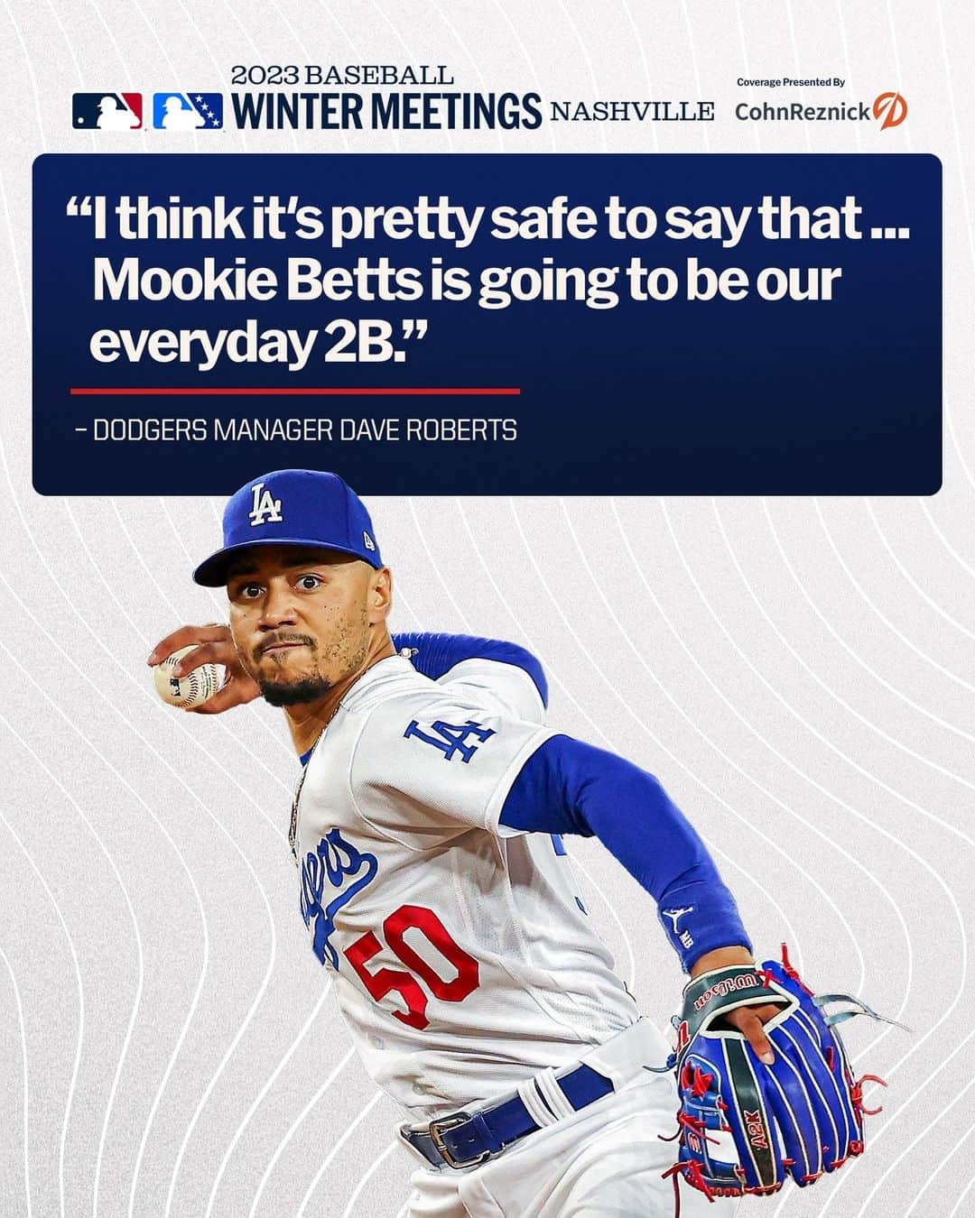 MLBさんのインスタグラム写真 - (MLBInstagram)「Starting at second base for the @Dodgers … @MookieBetts.」12月5日 8時59分 - mlb