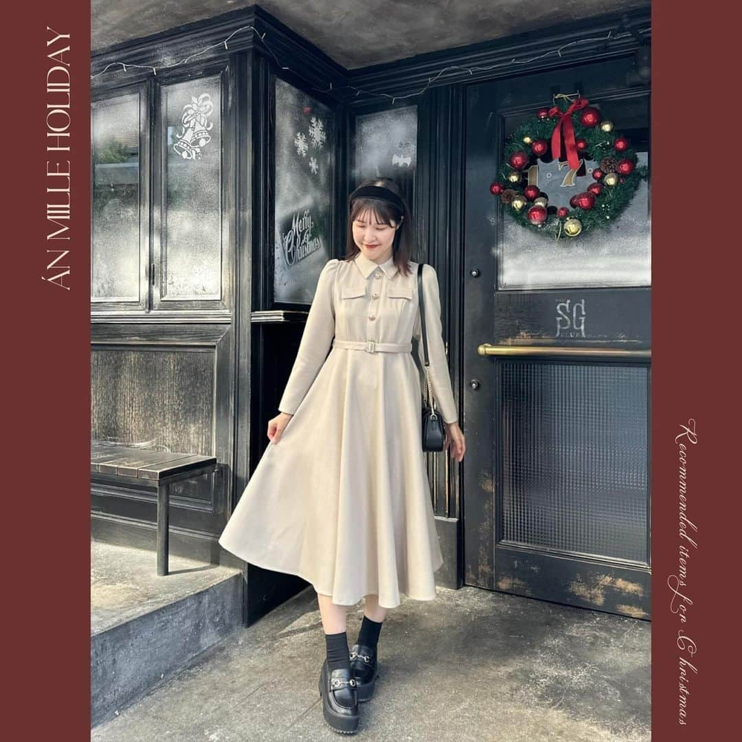 AnMILLEのインスタグラム：「Án MILLE Holiday🎄♡ ㅤㅤㅤㅤㅤㅤㅤㅤㅤㅤㅤㅤㅤ \ new item / #レディフレアミディOP ¥11,000 ㅤㅤㅤㅤㅤㅤㅤㅤㅤㅤㅤㅤㅤ @haruuuu_227 160cm ㅤㅤㅤㅤㅤㅤㅤㅤㅤㅤㅤㅤㅤ #アンミール #anmille」