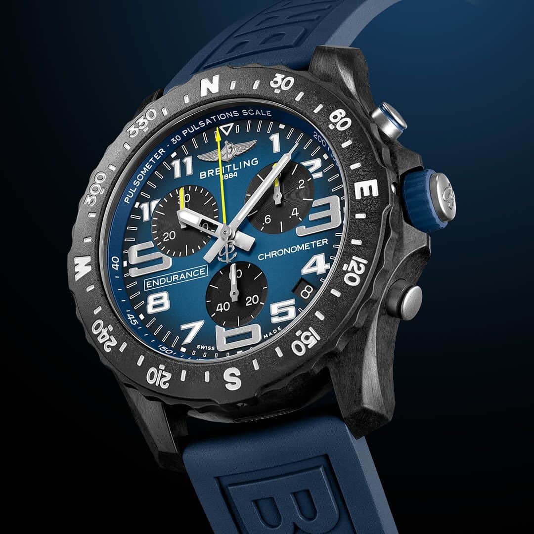 ブライトリングのインスタグラム：「Looking for a watch that can keep up with your active lifestyle? Check out our online-exclusive limited edition Endurance Pro. It's a game-changer, now in a new blue.    #breitling #squadonamission #endurancepro」