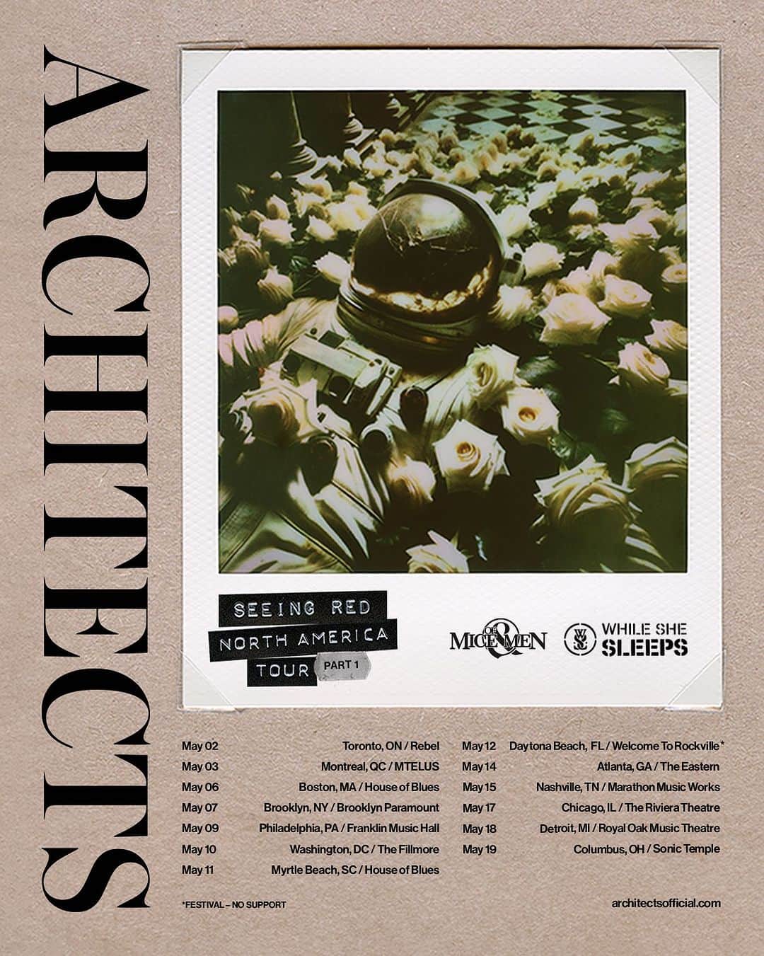 Of Mice & Menのインスタグラム：「Very excited to be joining @architects on their North American tour next year 🇺🇸🇨🇦  @whileshesleeps are coming on the road also. 🤘  You won't want to miss this 🎟️ tickets on sale now!」