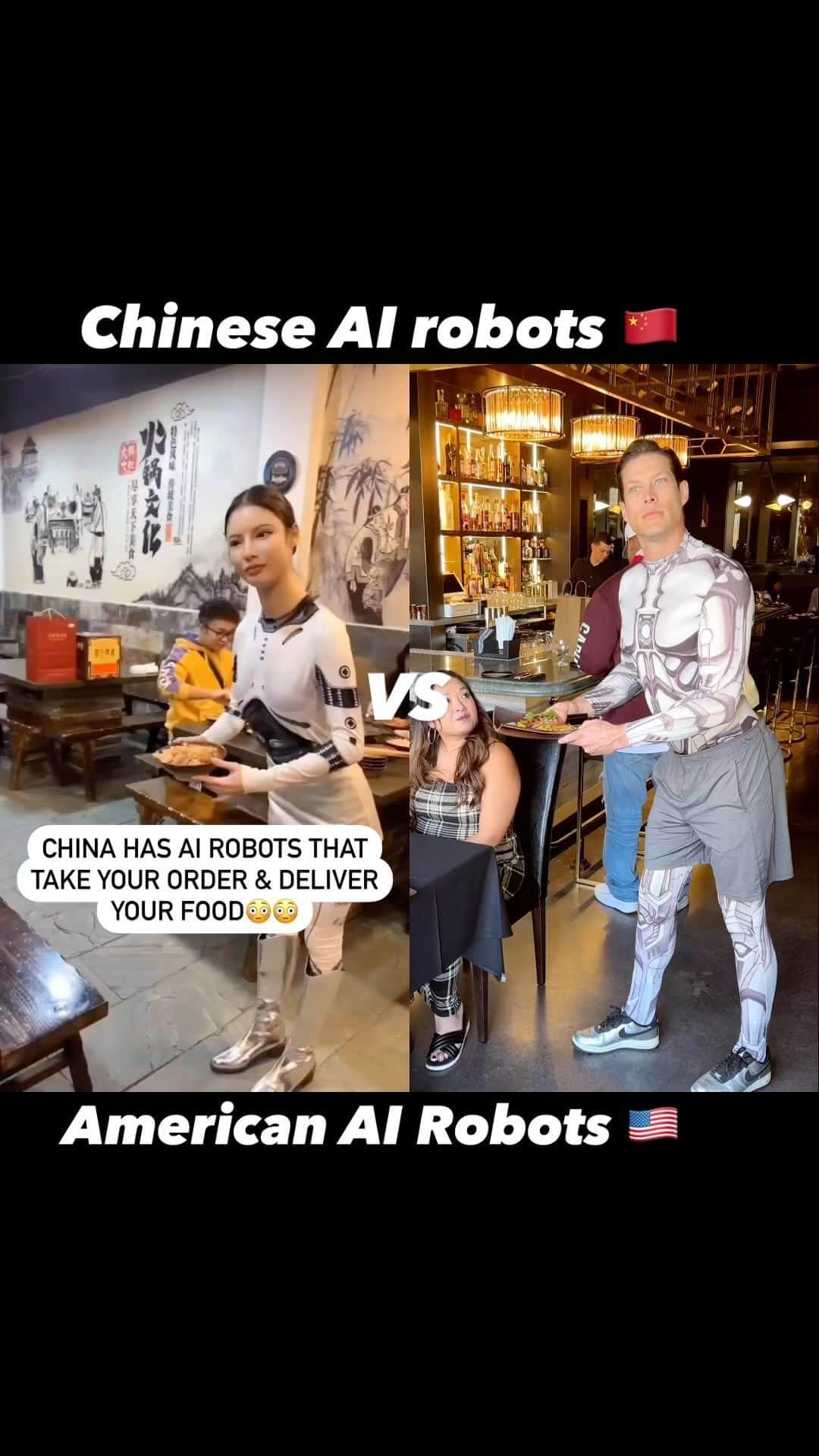 Chadd Smithのインスタグラム：「Chinese AI robots 🇨🇳 vs American AI Robots 🇺🇸 Did they steal our robot tech?? 🦾🧐」