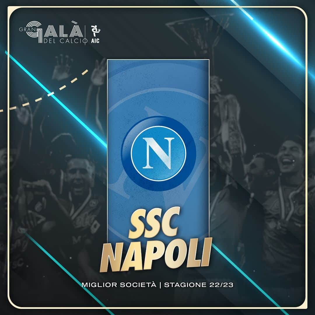 SSCナポリのインスタグラム：「#GGDC2023 ✨ Il #Napoli é la società dell’anno per la stagione 2022/23  #GranGalàDelCalcio #Napoli」