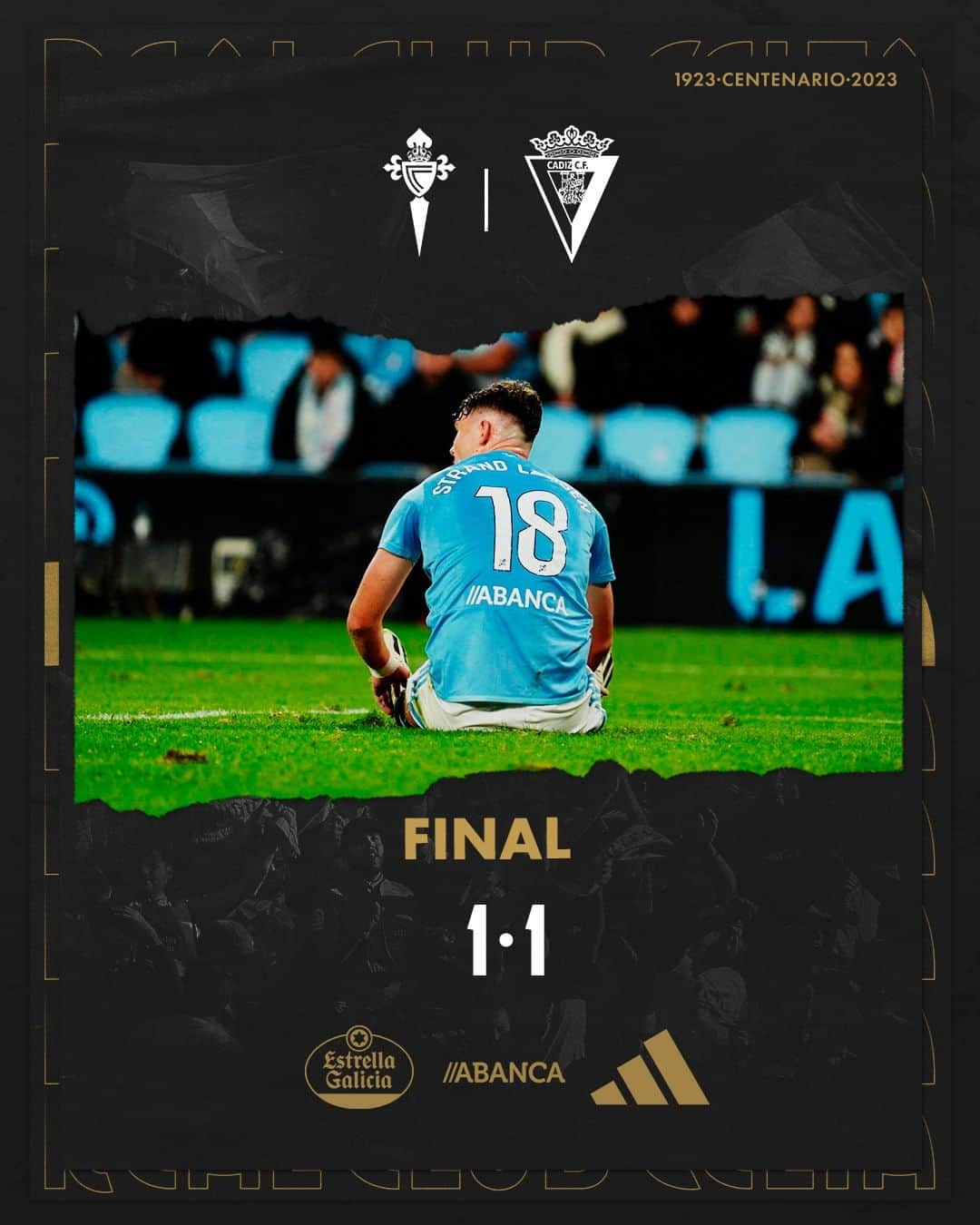 セルタ・デ・ビーゴのインスタグラム：「🏁 𝗙𝗜𝗡𝗔𝗟 con empate en #AbancaBalaídos  #RCCelta #CeltaCádiz #LALIGAEASPORTS」