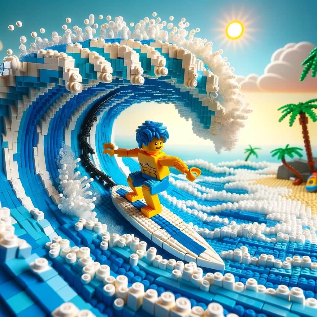 Microのインスタグラム：「"Dreams are seen within the Tube."  "夢はTubeの中で見る"  Digiart: @microfromdeftech   #僕のLEGOサーフアート #legoart #surfart  #surfartist」