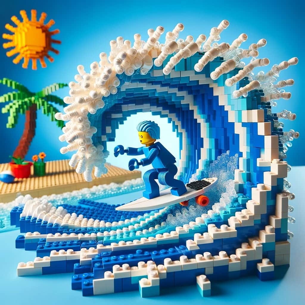 Microのインスタグラム：「"Dreams are seen within the Tube." Pt.2  "夢はTubeの中で見る" 第二弾  Digiart: @microfromdeftech   #僕のLEGOサーフアート #legoart #surfart  #surfartist」