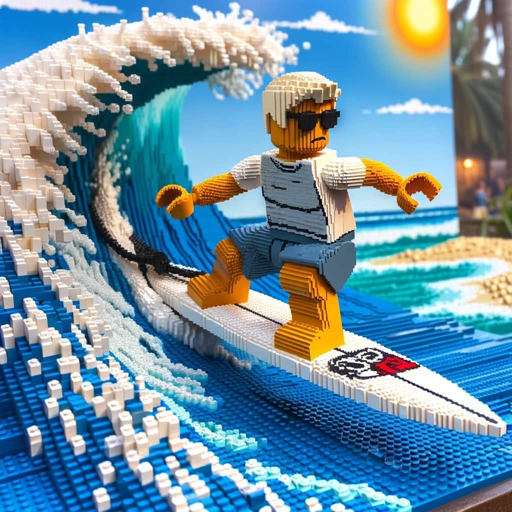 Microのインスタグラム：「"Dreams are seen within the Tube." Pt.6  "夢はTubeの中で見る"第六弾  Digiart: @microfromdeftech   #僕のLEGOサーフアート #legoart #surfart  #surfartist」