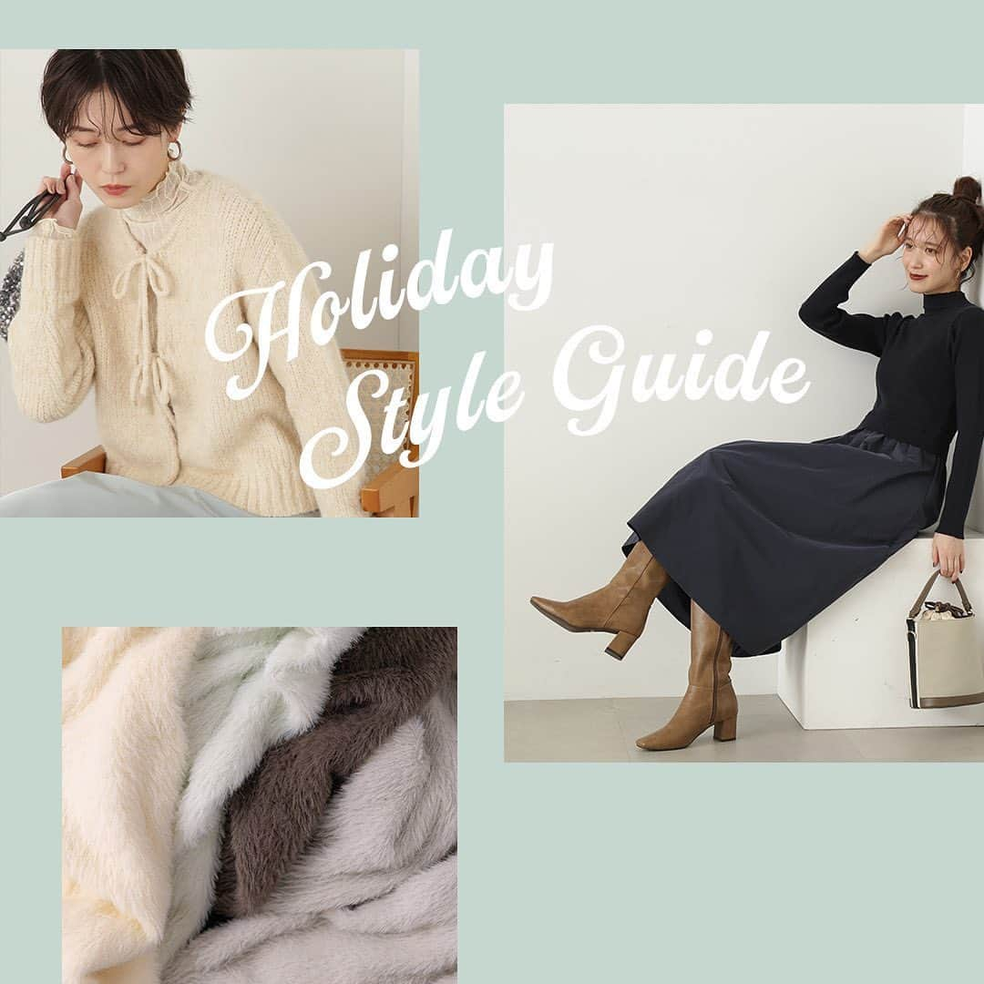 N.のインスタグラム：「HOLIDAY STYLE GUIDE❄︎ ときめく「お出かけ」ルック✨  ショッピング、クリスマスデート、帰省、女子会……など、なにかとイベントの多いこれからのホリデーシーズン。 そんな華やかなシーズンのイベントに合わせた、 N.のシーン別のおめかしコーデを提案します✨  —————— #nnaturalbeautybasic #エヌナチュラルビューティーベーシック#12月#ホリデーコーディネート#冬コート#通勤コート#オンオフ#カジュアル#新作アイテム#冬コーデ#フェザーニット#Pコート#」