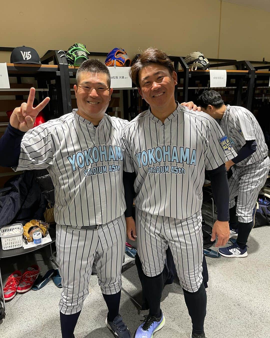 後藤武敏さんのインスタグラム写真 - (後藤武敏Instagram)「ドリームマッチの一コマ😄❗️ • • 超〜楽しかった(^^) • • 大盛り上がりで最高の1日でした😆☀️  #浜スタ #ドリームマッチ #超〜面白かった #大先輩 #多村さん #阿部さん #同級生 #松坂大輔 #村田修一 #またやってー😄 #ヒット出てホッ❗️」12月5日 11時02分 - 55gomez55