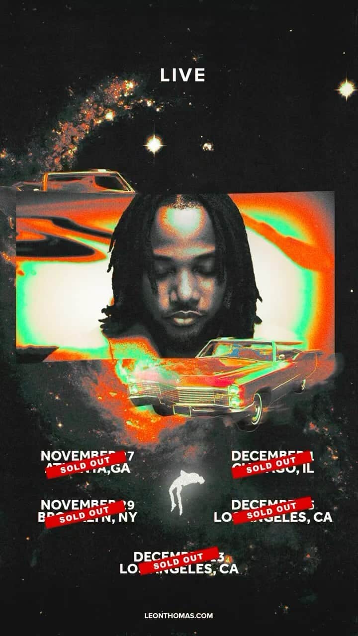 レオン・トーマス3世のインスタグラム：「Another sold out show! It’s going up, LA! 🌴🔥🔥🔥  #LeonThomas #ElectricDuskTour #LosAngeles #LA」