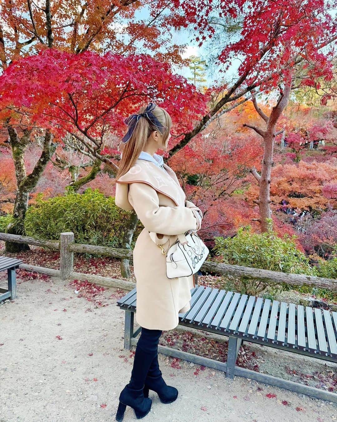 かえるちゃんのインスタグラム：「日本の春夏秋冬は素敵💓💓  ってことで、京都に紅葉をみにっ🍁 本当に綺麗でした！ 今年はピークがいまらしくて真っ赤で すごく感動した(^^)  そして行ってみたかった勝負運の神社 藤森神社⛩️⛩️ 絵馬に書いたことが叶ってて、、 ほんとにすごすぎる🤣🙏💓  これはお礼しにまた行かなきゃ！ 色んな勝負運の神社いきたいなあ〜  みんな教えてっ☺️🕊️ ♡ ♡ #藤森神社 #紅葉  #京都 #東福寺 #japan  #脚が本体のギャルコスプレイヤー #かえるちゃん #介護美容師 #撮影会モデル #ポートレート女子 #ポートレート撮影 #被写体モデル #good_portraits_world #hueart_life #lovers_nippon_portrait #pasha_magagine #portrait_shot #写真好きな人と繋がりたい #お洒落さんと繋がりたい #角色扮演  #얼스타그램 #팔로우 #コスプレイヤー #バーレスクヤバイ #バーレスク東京 #ギャル #派手髪 #cosplay  #cosplayer  #followme」