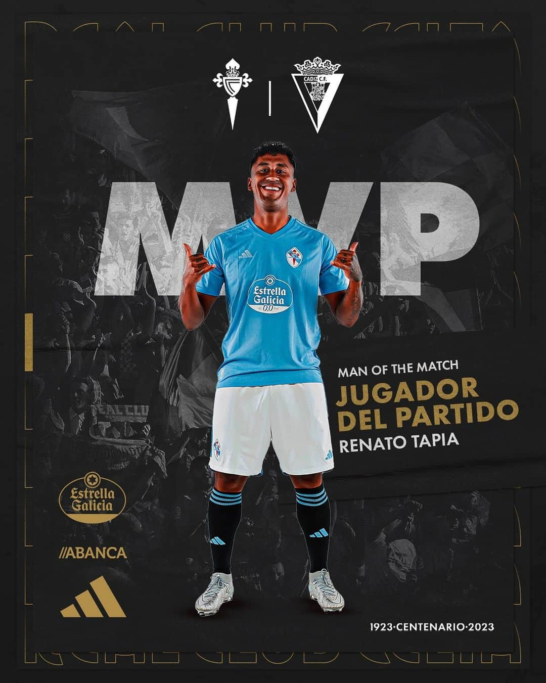 セルタ・デ・ビーゴのインスタグラム：「¡Su primer MVP de la temporada! 🇵🇪🩵 @renatotapiac, mejor jugador del #CeltaCádiz  #RCCelta #RenatoTapia #LALIGAEASPORTS」