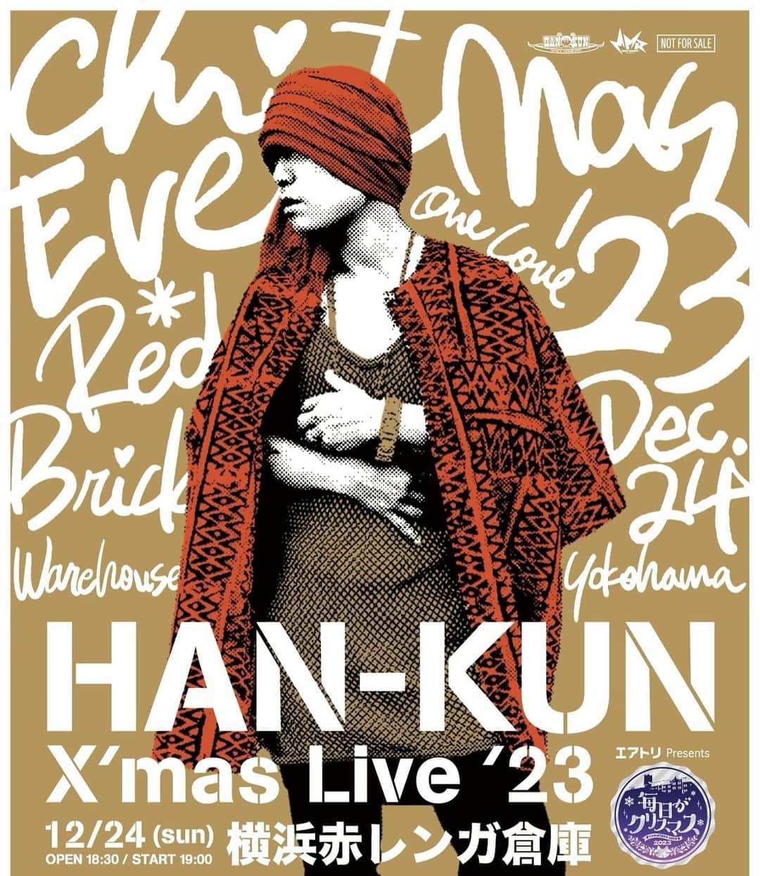 HAN-KUNのインスタグラム：「クリスマスイブ ワンマンライブ🎄  今年も12月24日は 横浜赤レンガ倉庫で遊ぼう！！　  イルミネーションを見ながら ライブへ行こうよ⭐️  #毎日がクリスマス」