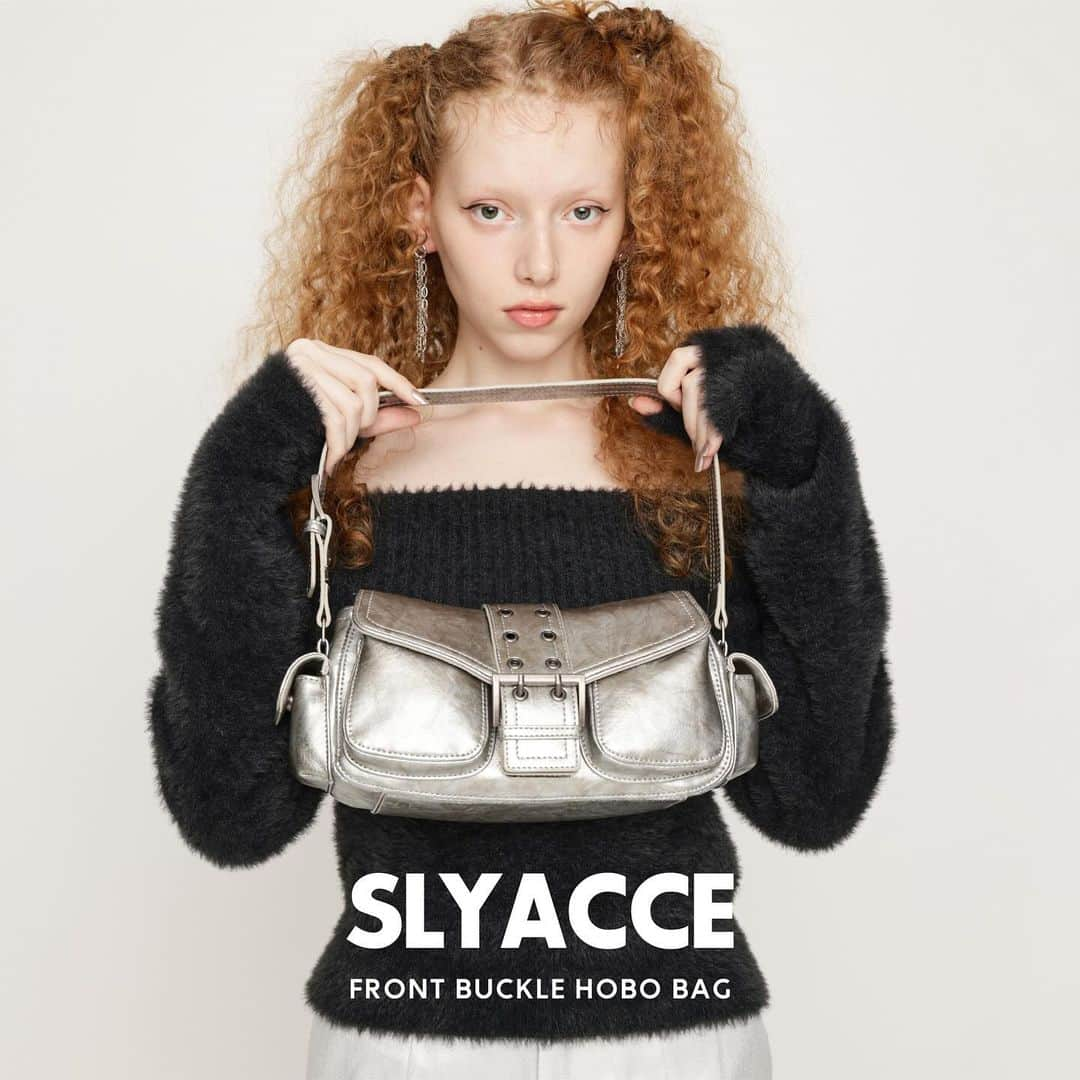 スライのインスタグラム：「SLY ACCE __________________________________  ☑︎ FRONT BUCKLE HOBO BAG (030GAA55-4610) BRN,BLK,SLV __________________________________ ※店舗により在庫状況が異なります。 #SLY #SLY_fav」