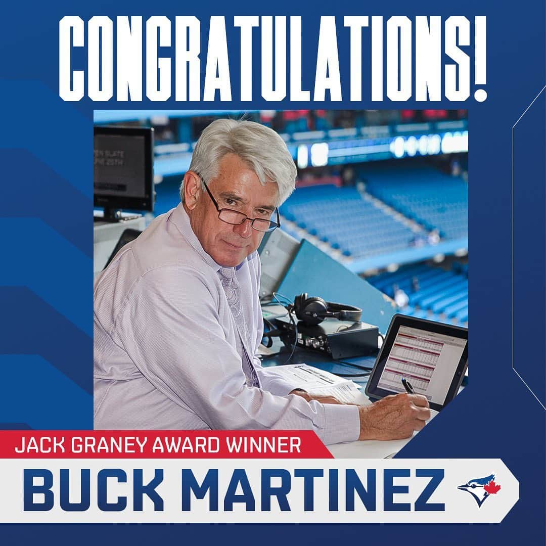 トロント・ブルージェイズのインスタグラム：「Congratulations, Buck Martinez! He's this year's Jack Graney Award Winner – given to a representative of the media who has made a significant contribution to baseball in Canada 🇨🇦」