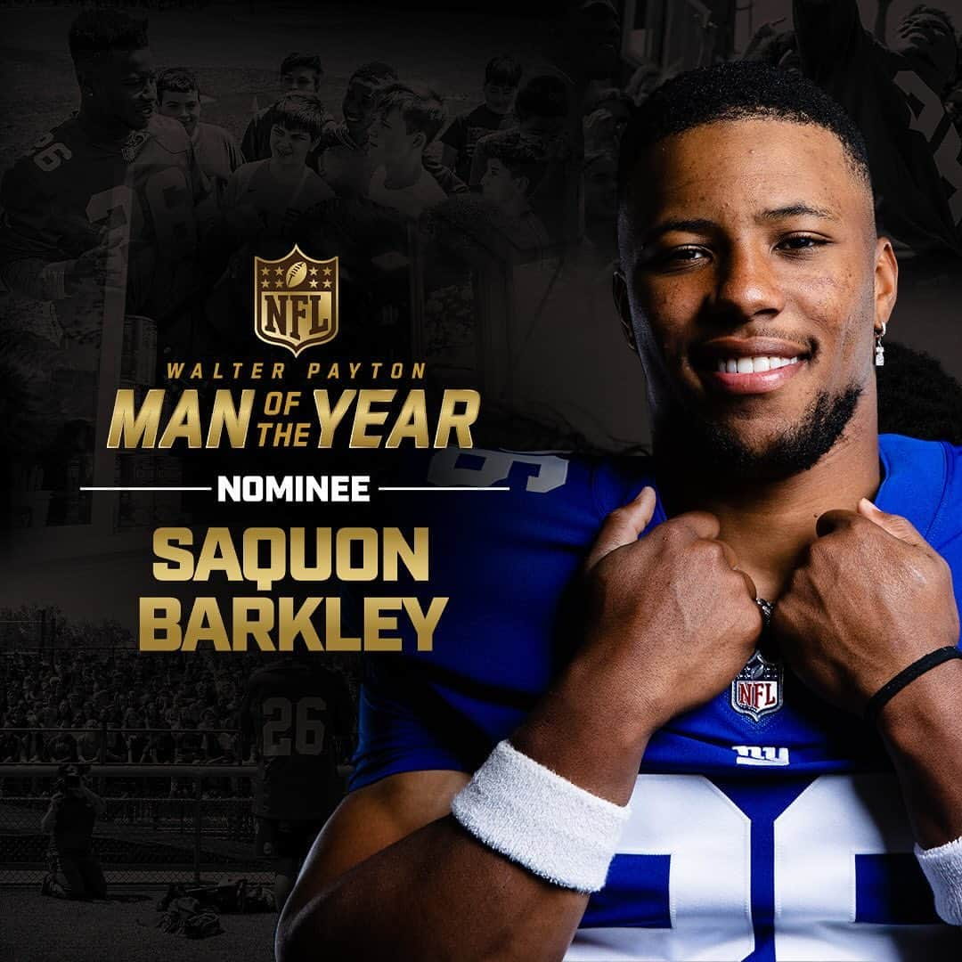 New York Giantsのインスタグラム：「Saquon Barkley is our nominee for Walter Payton Man of the Year. His lasting positive impact goes well beyond the game 💙」