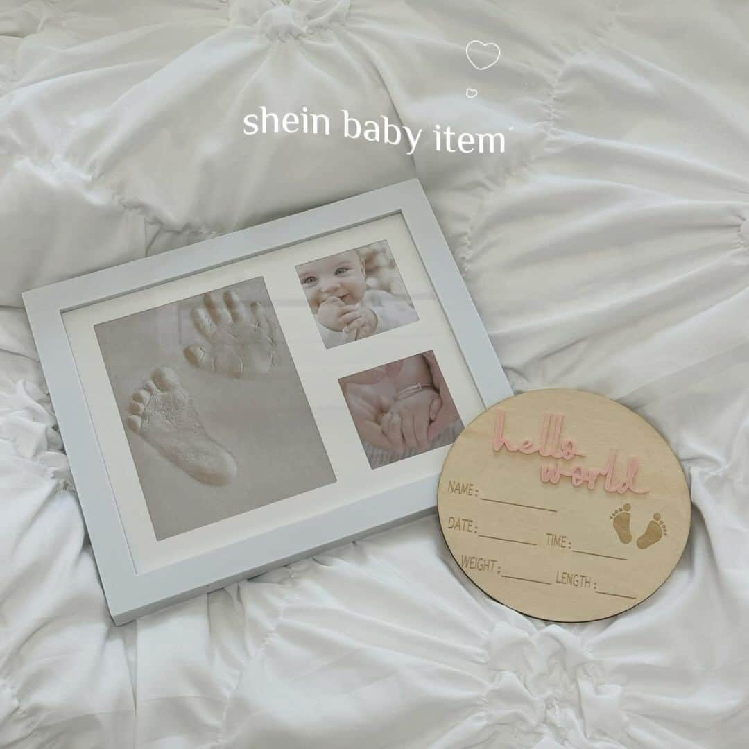 ひこ乃のインスタグラム：「👶🏻🤍SHEIN baby 購入品  可愛いアイテム沢山集まってきた🩷ˎˊ˗  ベビー手形は粘土も入っててやるの楽しみ♡ 哺乳瓶はピジョンの母乳実感がピッタリで使いやすそう🍼  他のアイテムはほぼ200-500円！安いね🥹🫶🏻  SHEIN割引クーポン💘 【クーポンコード】EBSJP025 を入力すると 1〜5,999円まで セール価格より15%OFF💘 6,000円以上は20%OFF❕ 沢山使ってね 12/31まで使えるよ🧸   #sheinベビー#shein購入品#shein#ad#ベビー用品#妊娠10ヶ月#妊娠39週#臨月妊婦」