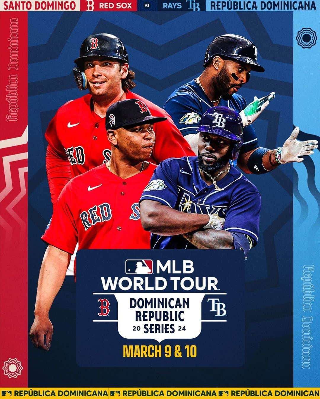 MLBのインスタグラム：「#SpringTraining: Dominican Republic edition!  The @RedSox will face @RaysBaseball March 9-10 at Estadio Quisqueya in Santo Domingo. Tickets are on sale December 12! MLB.com/Dominican」
