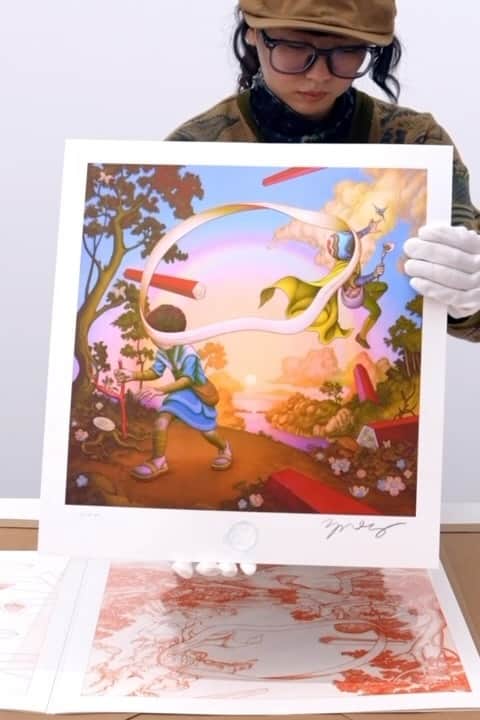 ジェームス・ジーンのインスタグラム：「Quest print set ♾️ The album art I did for @jjlin is now available as a limited edition print set of 200 pieces. I also designed a custom portfolio sleeve to contain the two prints. Releasing through @galleryallart」