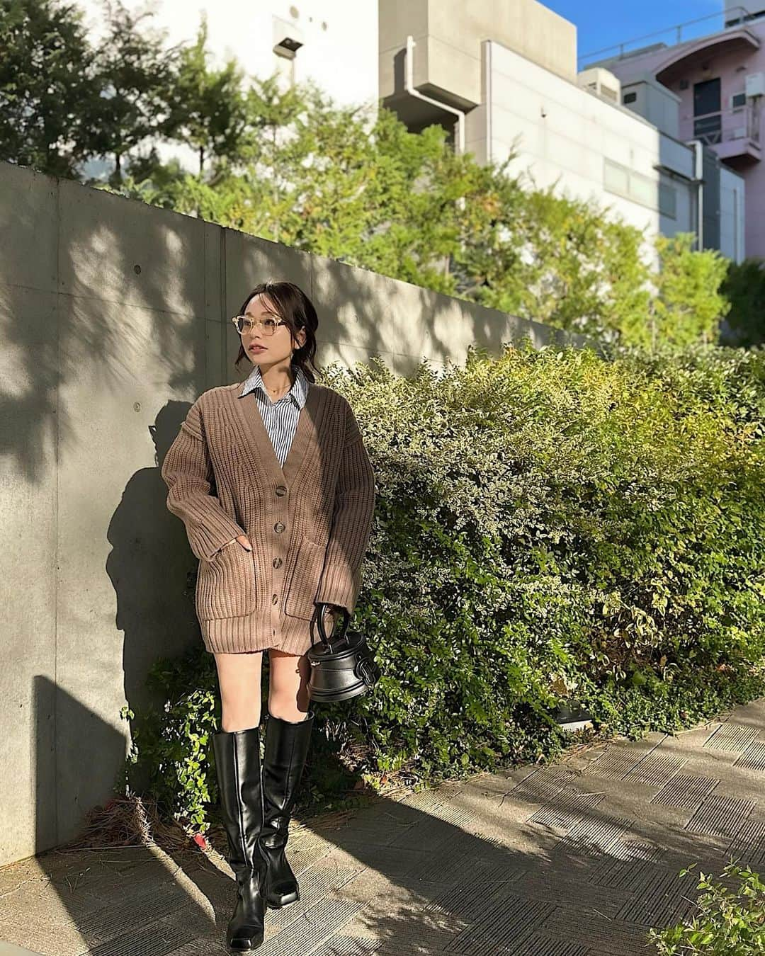 Yuuki mimuraのインスタグラム：「🧶💭👓  . 日中はあったかかった日…☁️“  . #ootd #fashion」