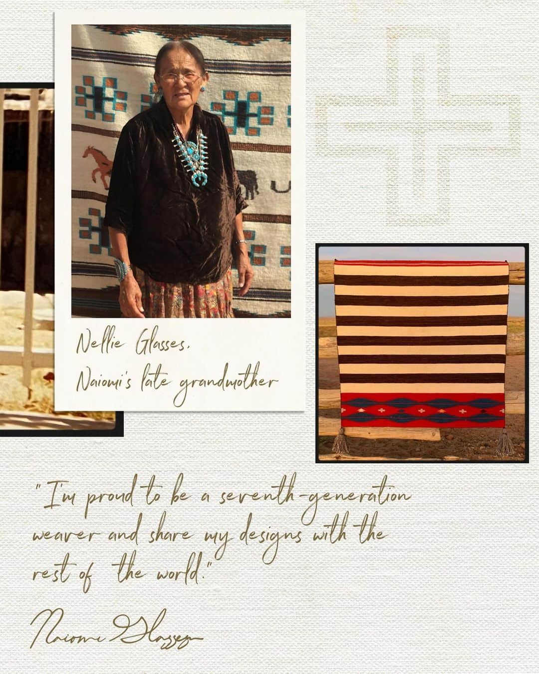 Polo Ralph Laurenさんのインスタグラム写真 - (Polo Ralph LaurenInstagram)「Meet the first #RLArtistInResidence, @NaiomiGlasses.   Naiomi is a seventh-generation Diné (Navajo) textile artist and designer whose love for the Navajo way of life is at the center of everything she creates.   To learn more about Naiomi, watch the short film and explore the #PoloRalphLauren x #NaiomiGlasses collection via the link in bio.」12月6日 1時00分 - poloralphlauren