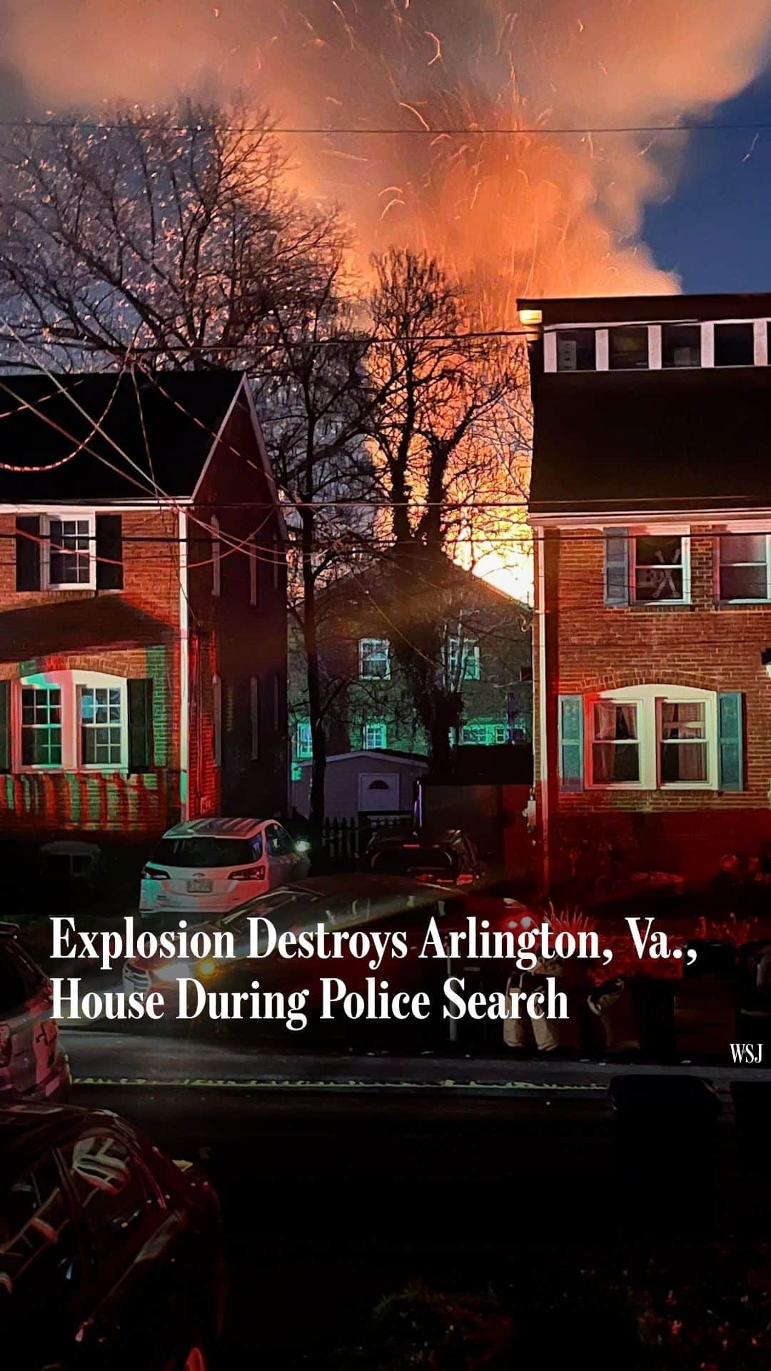 Wall Street Journalのインスタグラム：「A large explosion destroyed a house in a suburb of Washington, D.C., as police were trying to execute a search warrant in response to reports of a man discharging a flare gun inside. ⁠ Three police officers suffered minor injuries, according to the Arlington County Police Department. Police said they were still investigating the cause of the blast and didn’t comment on the identity or the status of the man inside the house.⁠ ⁠ Read more at the link in our bio.⁠ ⁠ Photo: AP」