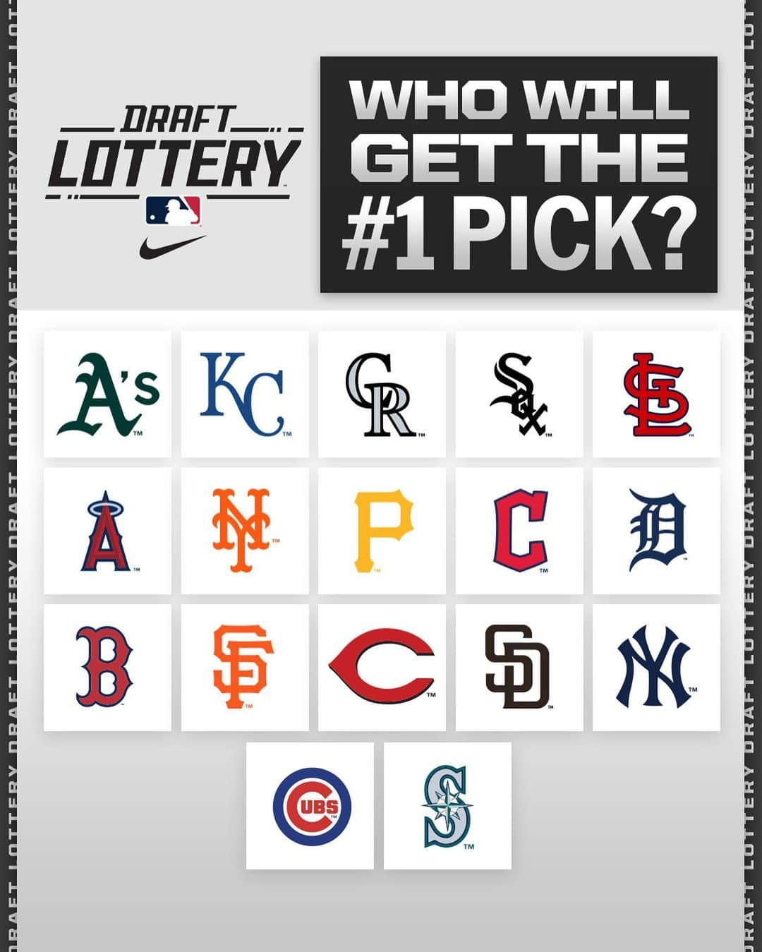 MLBのインスタグラム：「The 2024 MLB Draft order is decided tonight!  Watch the MLB Draft Lottery at 5:30 p.m. ET on @MLBNetwork.」