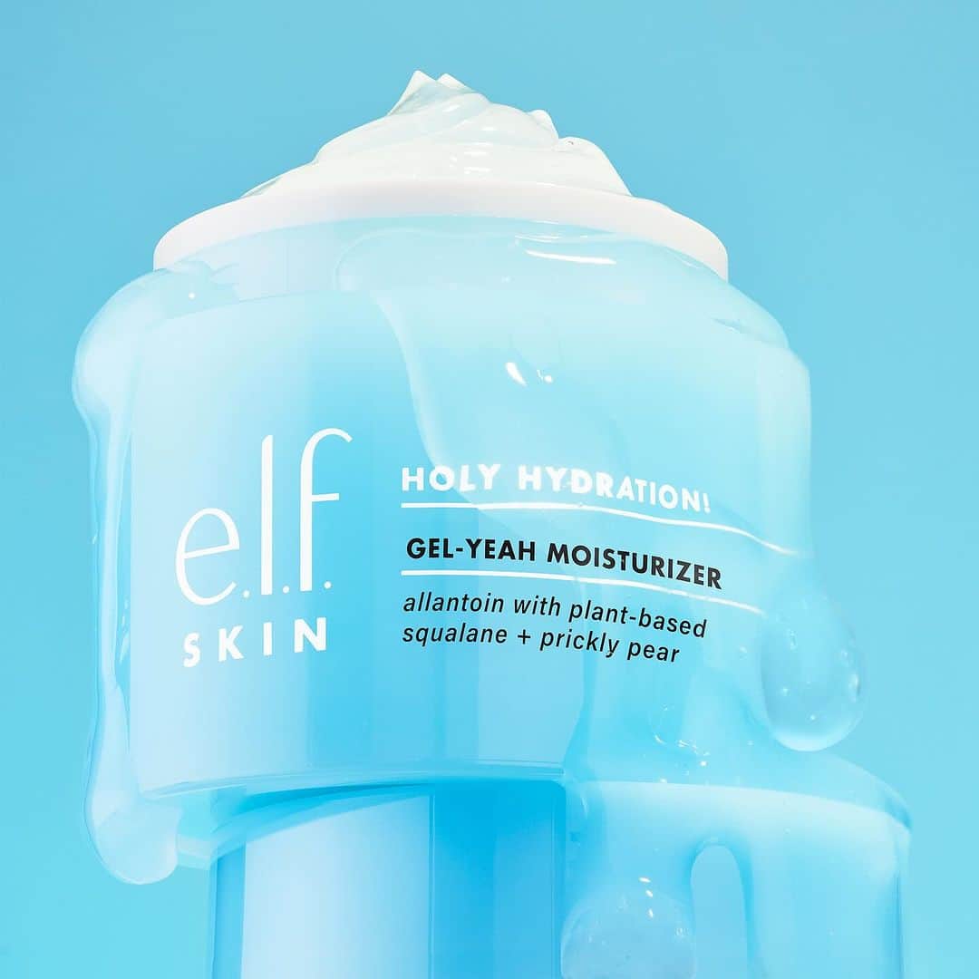 e.l.f.のインスタグラム：「The Holy Hydration! fam just got bigger AND bouncier! 💦 Meet ✨NEW✨ Holy Hydration! Gel-Yeah Moisturizer 🤩  Why you'll love it: 🌟 Bouncy, lightweight & non-greasy gel formula 🌟 Balances & hydrates skin for a refreshed look & feel 🌟 Infused with allantoin & plant-based squalane  🌟 Ideal for combination or oily skin  Tap to shop this mega-hydrating moisturizer for ONLY $12! 😍 AVAILABLE NOW on elfcosmetics.com & the e.l.f. app for US, Canada, UK & EU residents 🇺🇸🇨🇦🇬🇧  🇺🇸: Available now on elfcosmetics.com, coming soon to @target, @ultabeauty, @walmart, @cvspharmacy, @riteaid, @walgreens & @amazon 🇨🇦: Available now on elfcosmetics.com, coming soon to @shoppersbeauty, @walmartcanada & @amazonca 🇬🇧: Available now on elfcosmetics.co.uk, coming soon to @superdrug, @bootsuk, @beautybaycom, @sephorauk, @asos and @amazonuk EU: Available now on elfcosmetics.com, coming soon to @douglas_cosmetics and @amazonde  #elfskin #elfingamazing #eyeslipsface #crueltyfree #vegan」