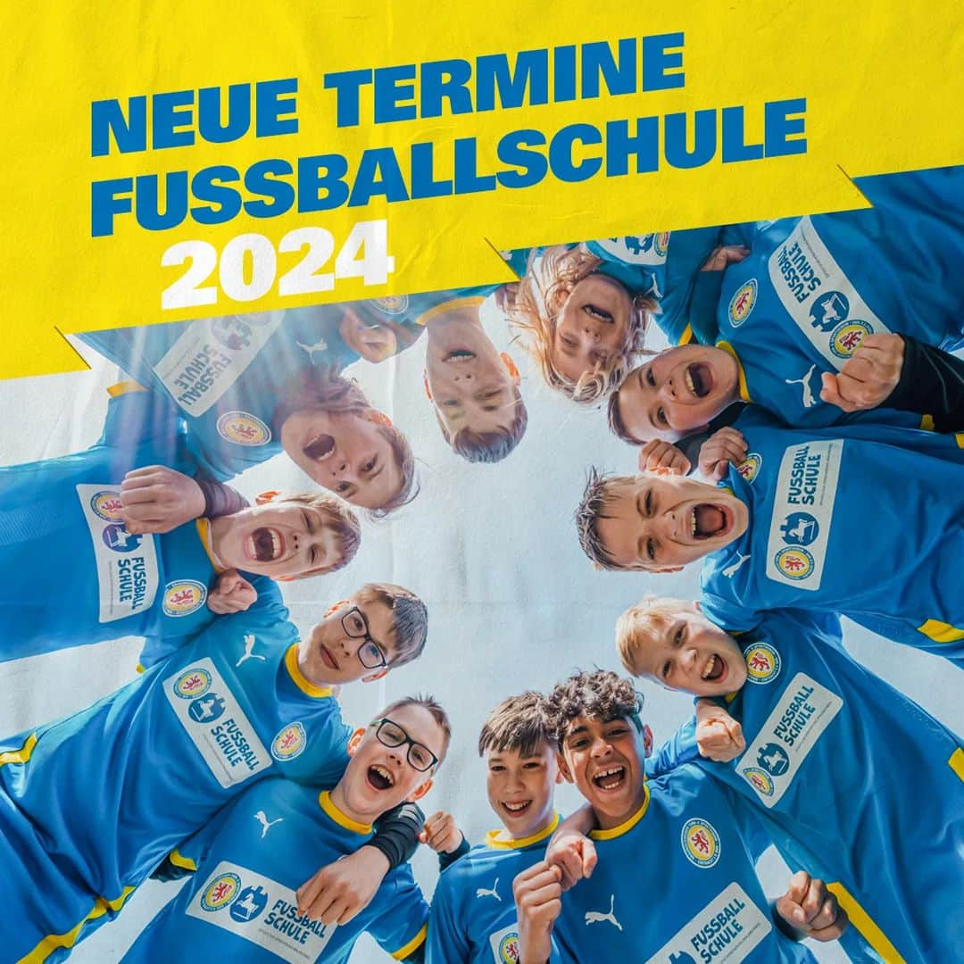 アイントラハト・ブラウンシュヴァイクのインスタグラム：「🦁 Nachwuchslöwen aufgepasst 🦁  Die neuen Termine der Fußballschule für das Jahr 2024 sind ab sofort zur Anmeldung freigeschaltet! 💙💛  An über 40 Standorten in der gesamten Region zwischen Harz- und Heideland sind die Löwen unterwegs! Ganz viel Spaß in blau & gelb zusammen mit Dir und Deinen Freunden! ✅  Schau doch mal durch die Termine, bestimmt sind wir auch Deiner Nähe unterwegs!  Den Link zu den Anmeldungen findest Du in unserer Story! 💙💛  #wirsindeintracht」