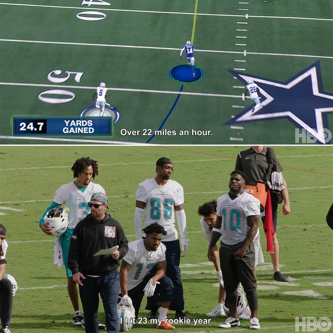 マイアミ・ドルフィンズのインスタグラム：「@cheetah and @dk14 are always in competition for the fastest guy in the league. 👀  #HardKnocks with the @MiamiDolphins tonight at 9pm ET on @StreamOnMax」