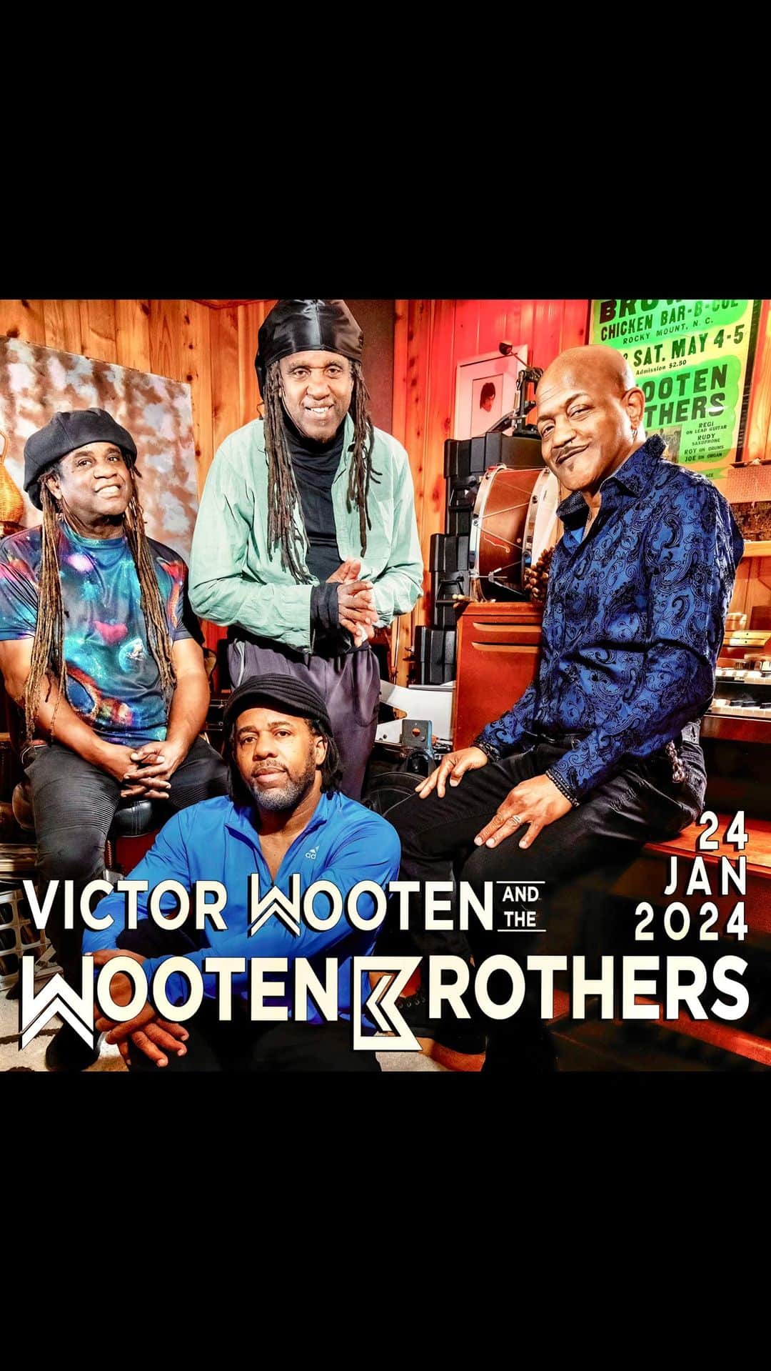 ヴィクター・ウッテンのインスタグラム：「VICTOR WOOTEN & THE WOOTEN BROTHERS It’s Time To Sweat  Presented by Pappy + Harriet’s   “The world needs more than just good musicians. We need good people.” — MAMA WOOTEN  Mama taught her boys right.  Heralded as, “the Michael Jordan of the bass,” and, “one of the most fearless musicians on the planet,” the legendary VICTOR WOOTEN and his band of brothers are stopping by The Palace to blow musical minds. 🤯🎸  Wooten has been on the scene for 40 years, a five-time Grammy winner, (Michael Jordan doesn’t have Five Grammys) in 1990 he was also a founding member of the super-group Bela Fleck and the Flecktones.  Wooten’s singular talent keeps him recording and performing with artists such as The Dave Matthews Band, Prince, Bootsy Collins, Branford Marsalis, Stevie Wonder, Chick Corea, India Arie, Keb Mo, Susan Tedeschi, Gov’t Mule, + Bruce Hornsby,  For any musician or any lover of music this is one of those shows not to be missed👑🎶  Extra Credit  His famous cover of Stevie Wonders, “Isn’t she lovely,” is like the serotonin fix you never knew you needed. Find it on YouTube.  Grab a ticket before time runs out. ⏰🎟️💨  #YouWereThere  Date: Wednesday, January 24th, 2024 Doors: 7pm Show: 8pm Indoor Show* 🎟$45 🎟On Sale Now! 🎟👉🏽Ticket link in bio  #PappyAndHarrietsPresents @victorwooten  *Subject to change  🚨SCAM ALERT: Tickets from 3rd party sites or re-sellers are not guaranteed to be honored.」
