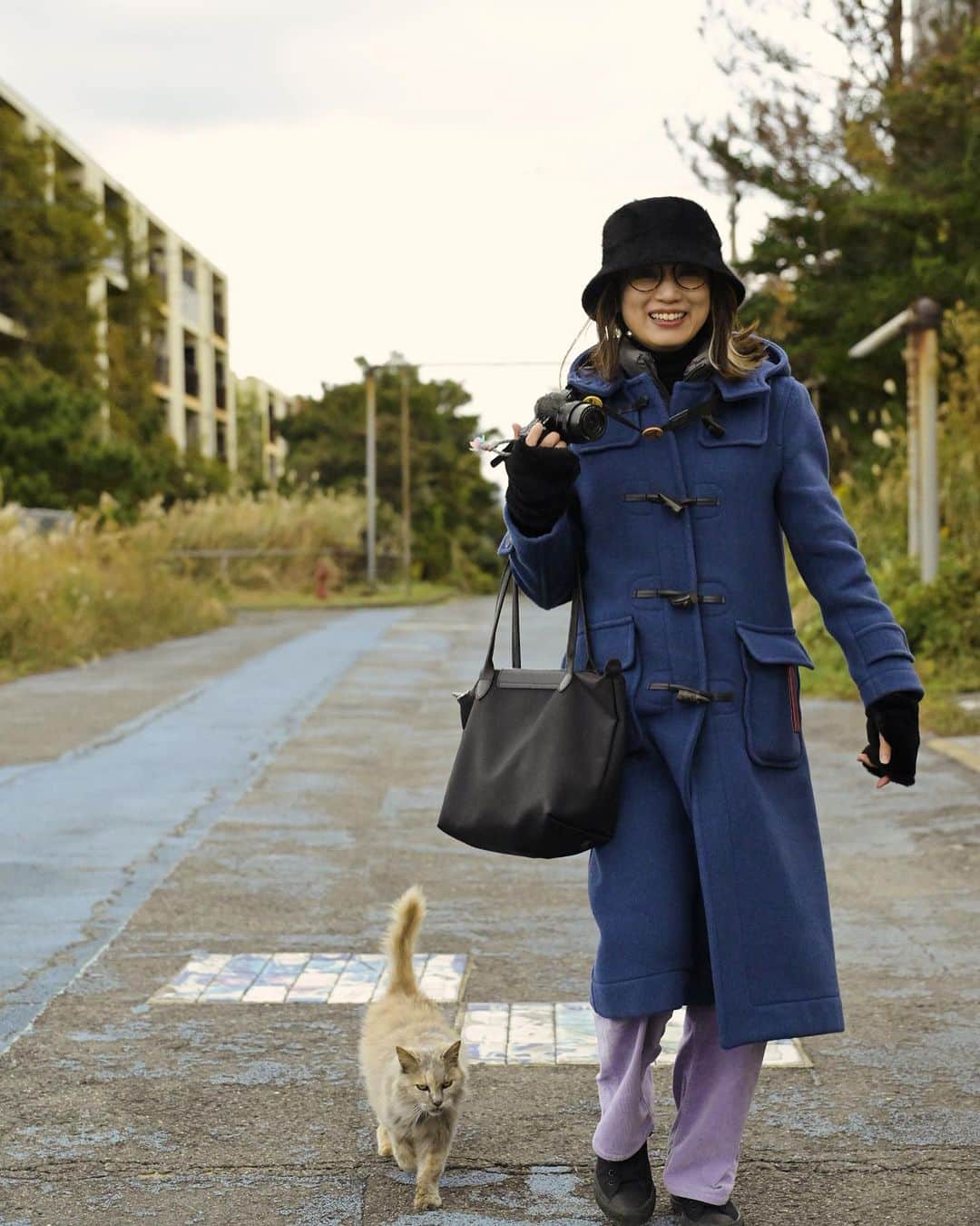 小林希のインスタグラム：「ネコとあるく池島🐈 人懐っこい子でした🫶  #池島 #ネコ #島ネコ」