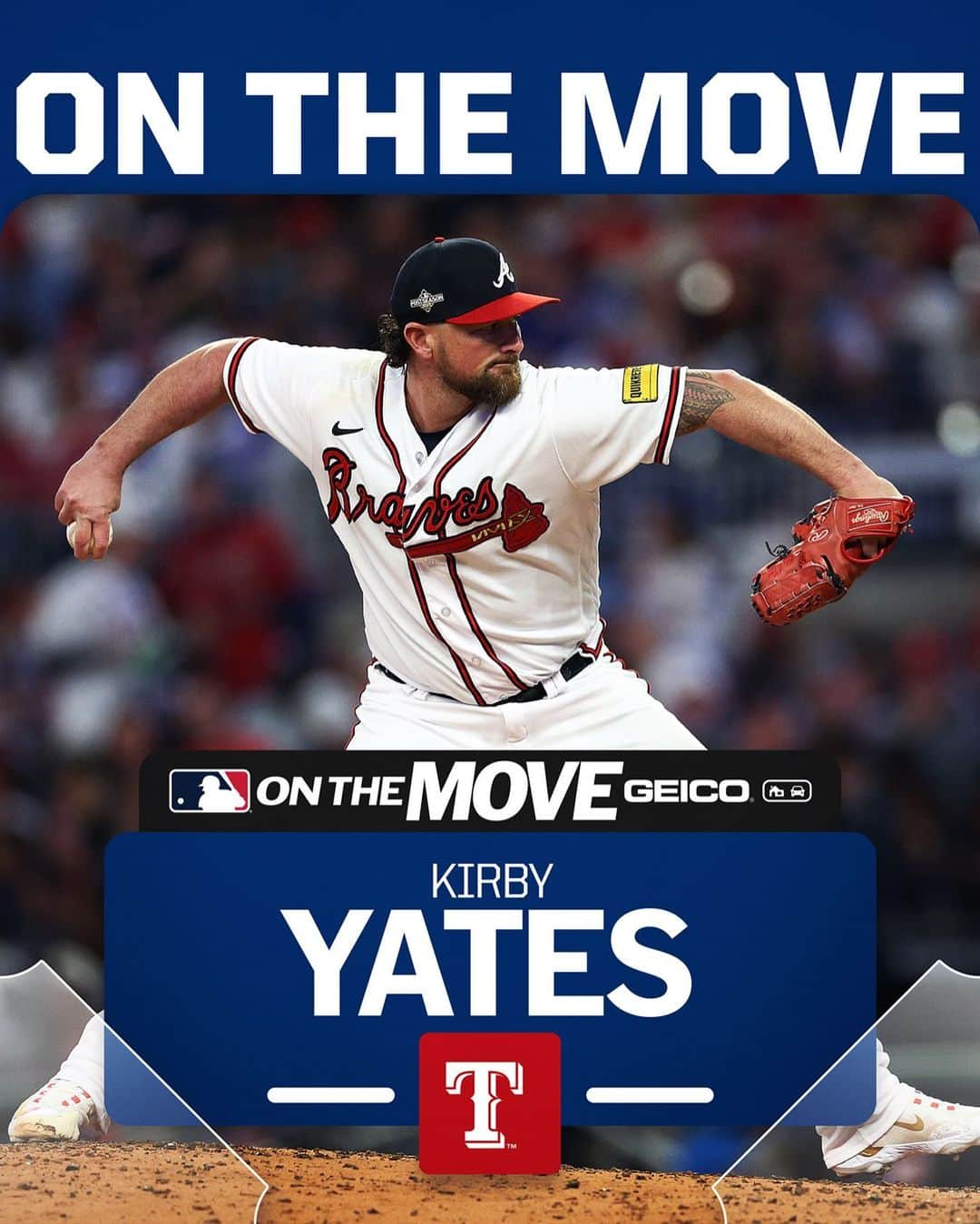 MLBのインスタグラム：「Rangers, RHP Kirby Yates reportedly agree to 1-year deal, per MLB.com’s Kennedi Landry.」