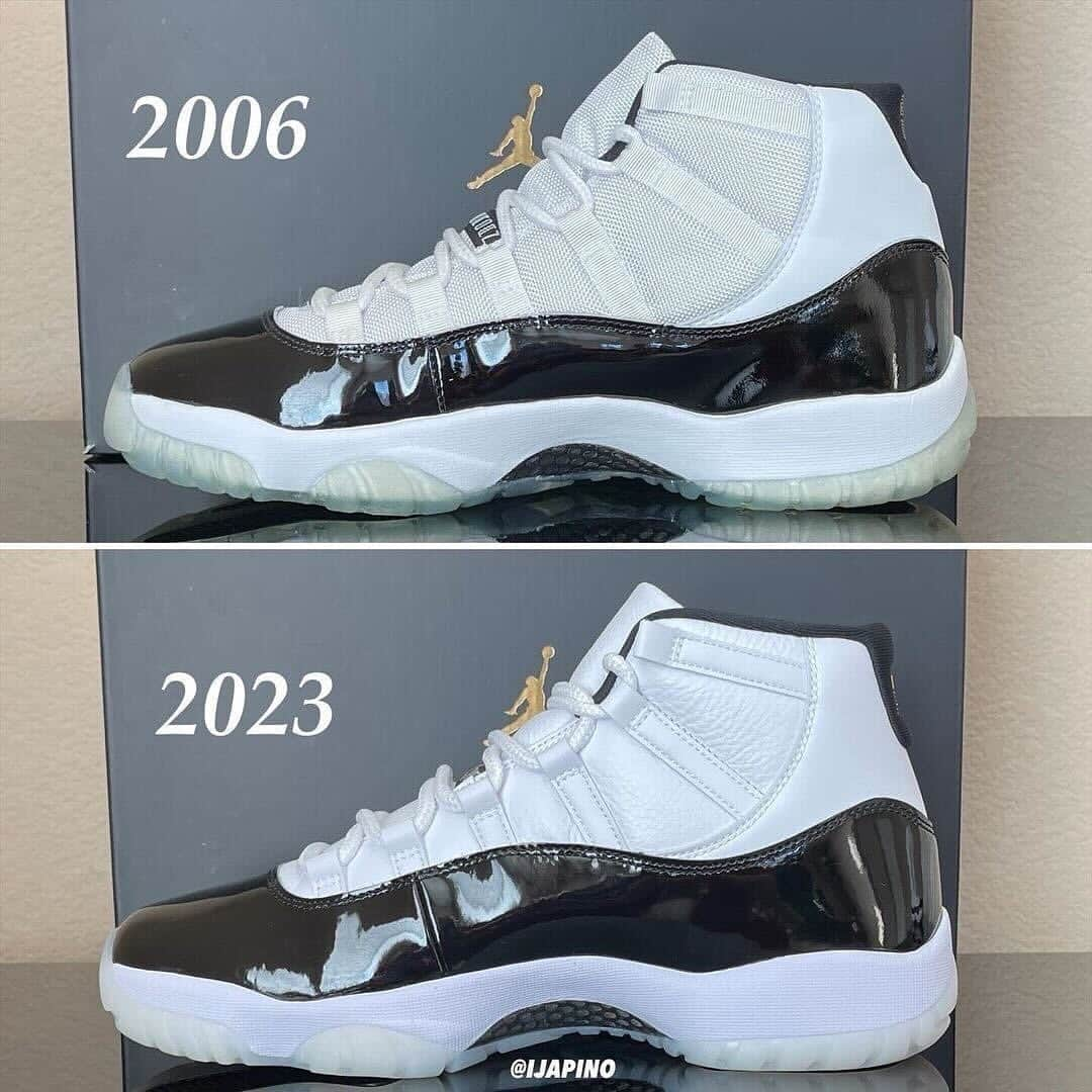 Nice Kicksさんのインスタグラム写真 - (Nice KicksInstagram)「The 2006 Air Jordan 11 “DMP” compared to the upcoming 2023 Air Jordan 11 “Gratitude” 🌟 Which version do you prefer? 👀🤔  LINK IN BIO for more info 📲 📸: @ijapino」12月6日 5時49分 - nicekicks