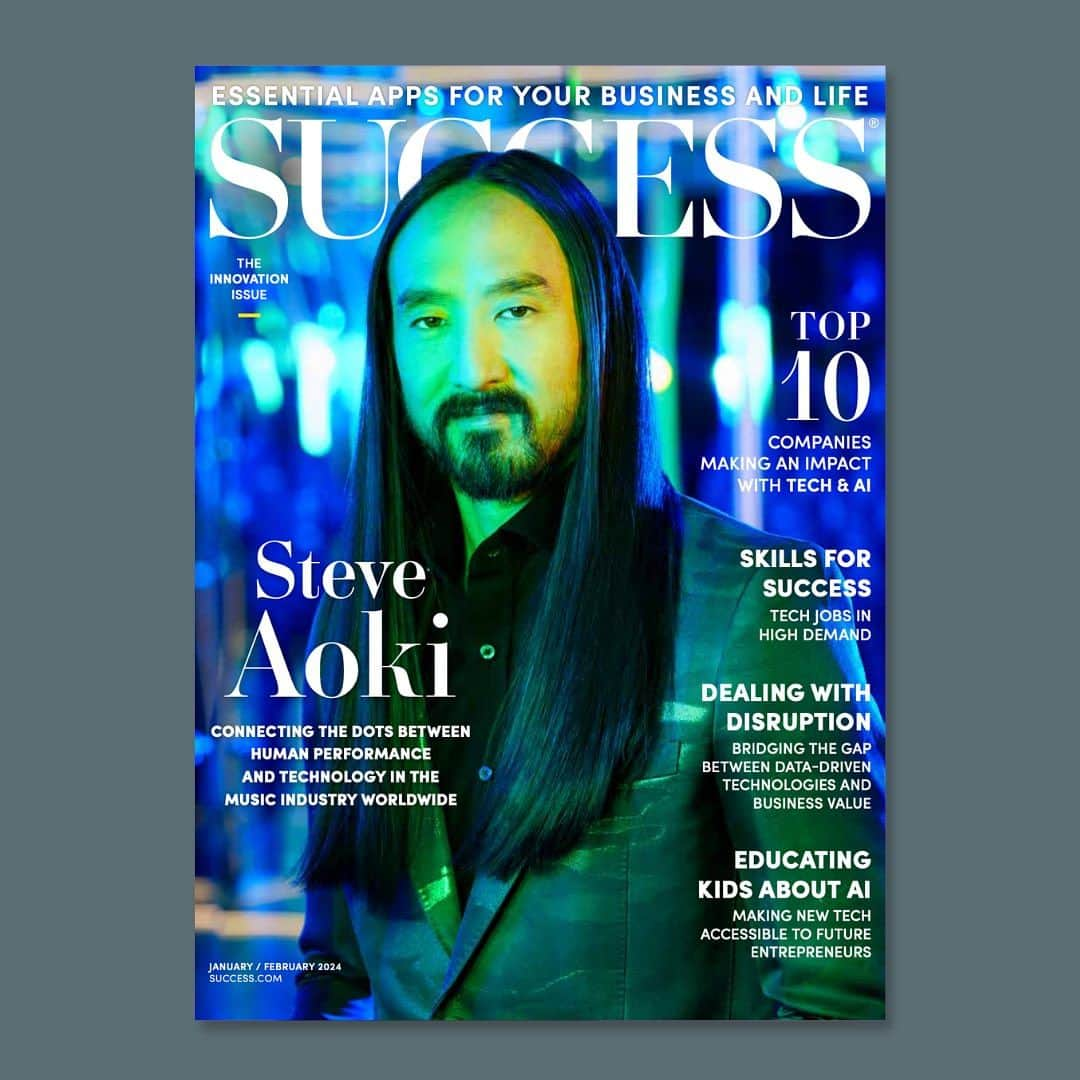 スティーヴ・アオキさんのインスタグラム写真 - (スティーヴ・アオキInstagram)「The January/February 2024 Innovation Issue of SUCCESS magazine is here to ignite your #SUCCESS journey. 🚀   Featuring global artist and entrepreneur @steveaoki on the cover, we explore the dynamic intersection of humanity and technology in the ever-evolving music industry.  Inside this issue, we’ll also unveil a guide to understanding AI tools that you can use, recognize the Top-10 Most Innovative Companies, hear from @annie.sarnblad on how to read people better and discover how Cynthia Breazeal is educating kids about AI.  Don’t miss out on the insights, inspiration and innovation! Grab your copy today and set the stage for a year of unprecedented #SUCCESS. #linkinbio   #SUCCESSmagazine」12月6日 6時00分 - steveaoki