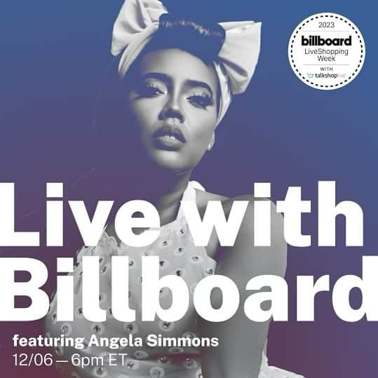 Angela Simmonsさんのインスタグラム写真 - (Angela SimmonsInstagram)「I’m so excited to announce that I am going LIVE with @talkshoplive during @billboard Live Shopping Week at 6pm EST on 12/6! I’ll be chatting with you all, answering questions, cooking @eatangelascakes recipes and so much more! Tap the link in my bio to get notified and grab some fresh items now. See you there. #TalkShopLive」12月6日 7時22分 - angelasimmons