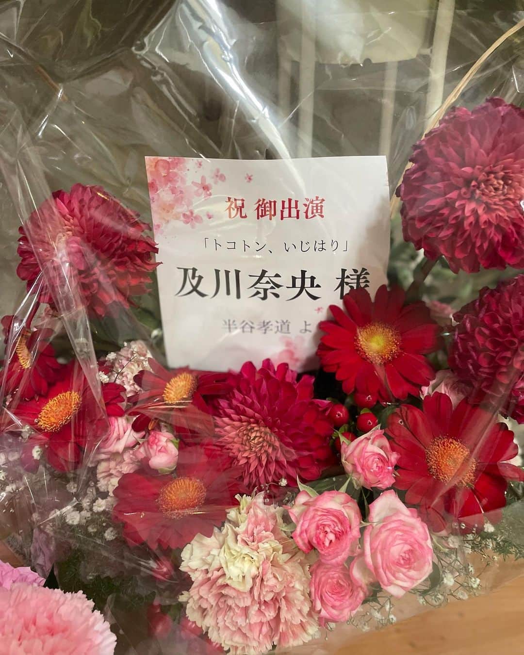 及川奈央さんのインスタグラム写真 - (及川奈央Instagram)「連日、お花や差し入れもたくさんいただきありがとうございます！   #トコトンいじはり  #下北沢小劇場B1」12月6日 12時41分 - naooikawa