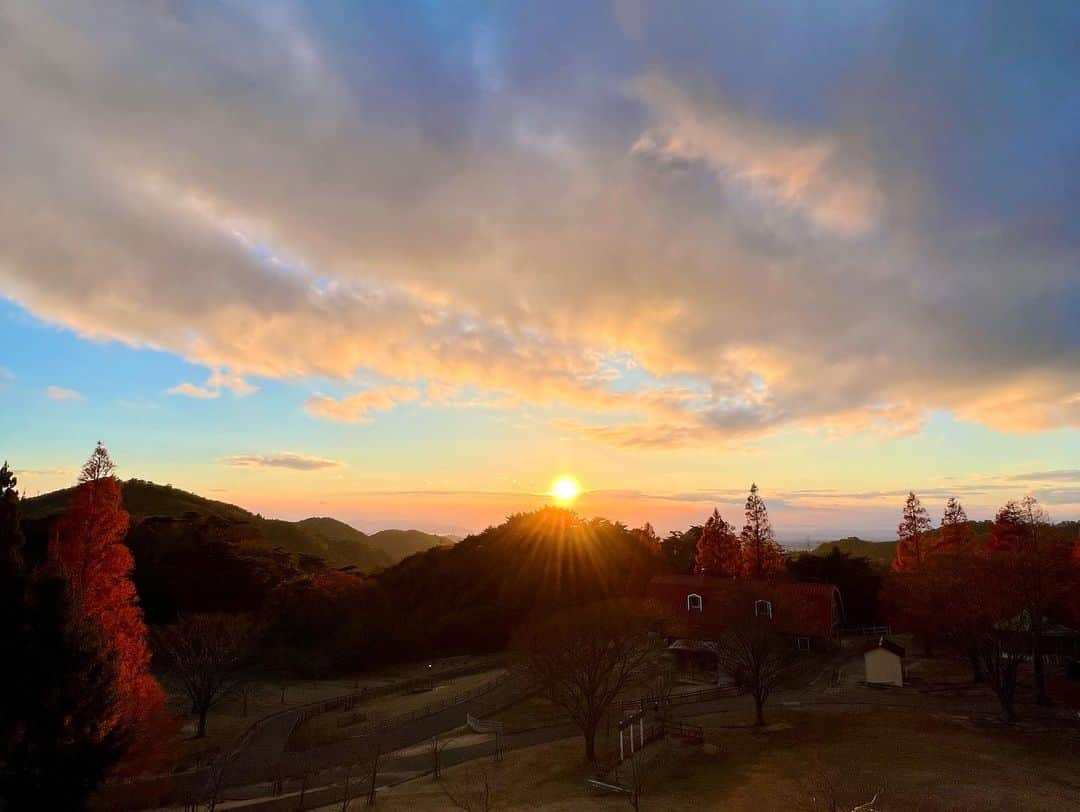 真彩希帆さんのインスタグラム写真 - (真彩希帆Instagram)「みなさま、こんばんは🐏🍁  明日はとうとう 御園座での『LUPIN』の公演が始まります！  舞台稽古もしっかりして準備は万端。 御園座でお客様にお会いできるのが楽しみです！ 質問箱で頂いたおすすめスポットも行く気満々🔥笑  公演をしっかりするために 気持ちの充電も必要....🔋  と！いうことで先日 真冬になると山道が危ないので、きっと今年最後になるであろう 癒しの六甲山牧場にいってきました🐏☁️  春頃に行った時、 推しになった麗しひつじちゃん兄弟。 冬毛になった2人にまた会えました☺️❤️ （写真では弟と思われる子だけ笑）  「久しぶりだねー！」と声をかけると何度も何度も お鼻をくっつけてくれてかわいかったなー🤤💞  ちょうどいい時間帯で、 美しい夕焼けも見ることができました。  雲が幾重にも重なって、そこに光が差し込む🌅  太陽の沈むまでのほんの30分くらいの時間が大好きなので、 寒かったですが夢中で眺め、写真を撮り続けました📸  少しでも皆さまの癒しになれば😌🫧  世界中の色々な夕焼けをいつか見たいなぁ。  #六甲山牧場  #🐏🧶  #マジックアワー   #推しひつじの名前が知りたい #今のところ #萩尾望都先生作画兄弟 #🐏🐏  #真彩希帆」12月6日 22時31分 - maayakiho