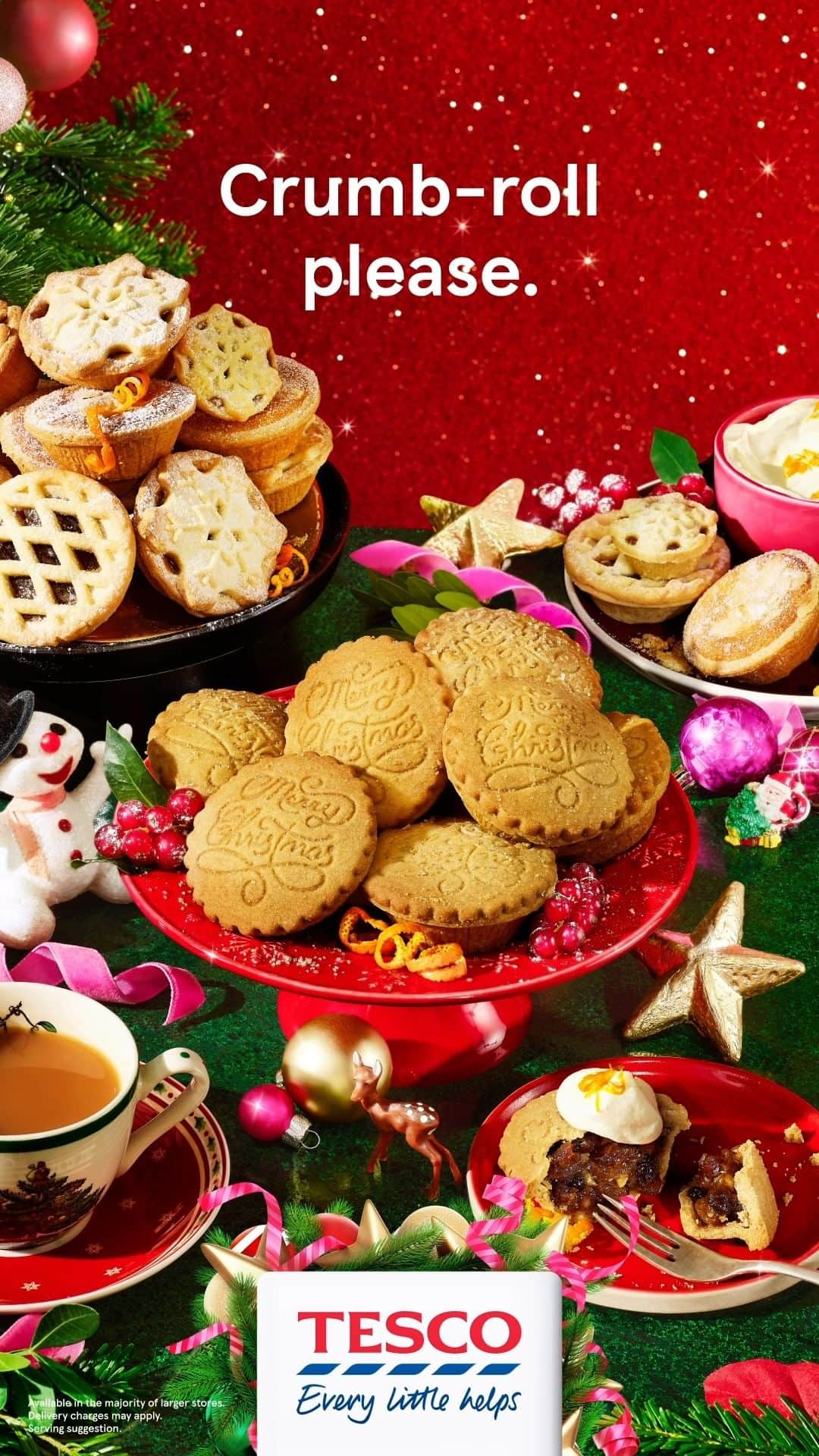 Tesco Food Officialのインスタグラム：「Eyes on the pies, it's Christmas time! 🎄 It's easy to #BecomeMoreChristmas when you've got a delicious Tesco Finest* mince pie on your plate 😁 To browse, head to the link in bio.   T&Cs: Available in the majority of larger stores. Delivery charges may apply. Serving suggestion.」