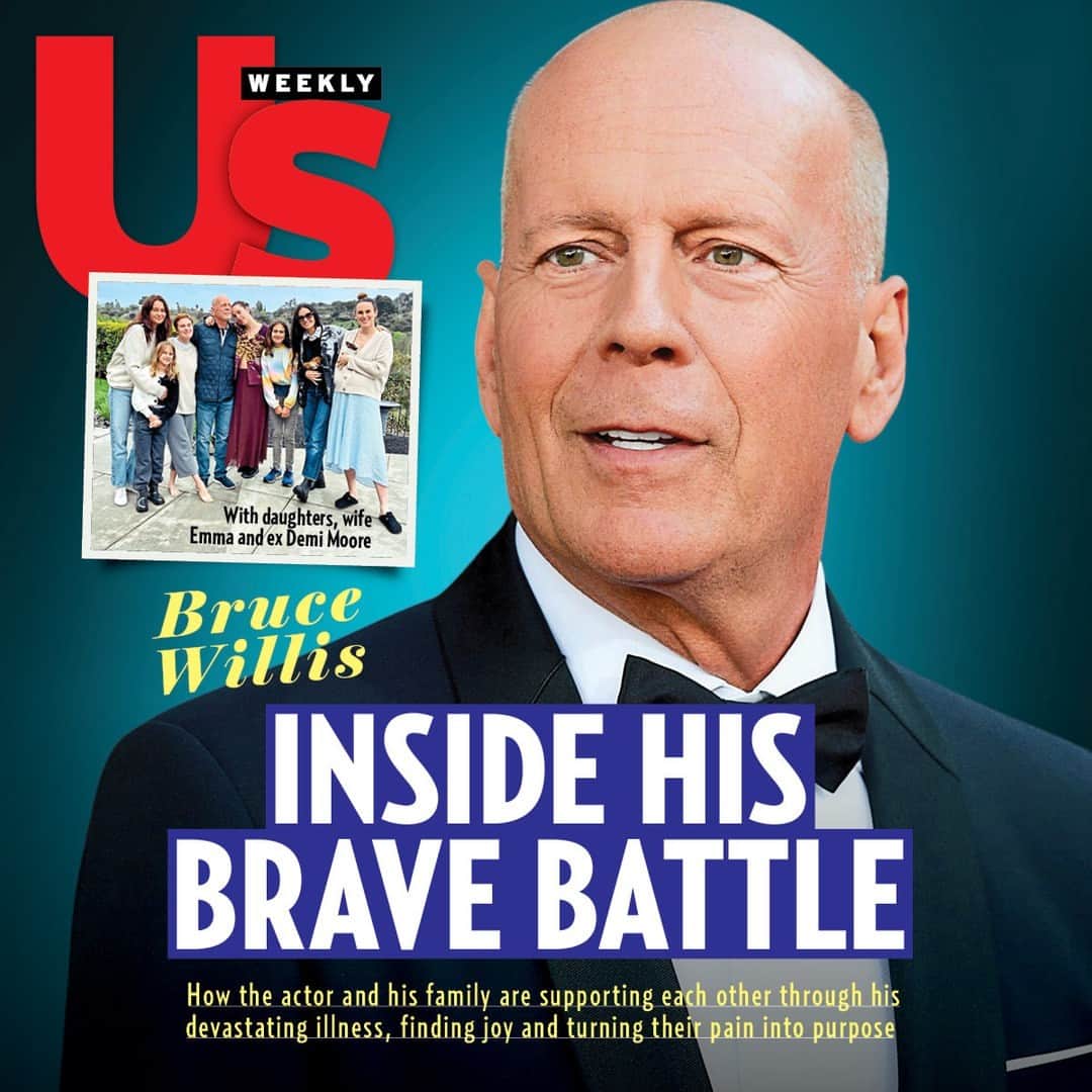 Us Weeklyのインスタグラム：「Amid Bruce Willis' battle with dementia, his family is coming together to make the holiday season special. In our new cover story, go inside how his wife Emma Heming, ex Demi Moore and their daughters are rallying around him exclusively at the link in bio. (📸: Getty / Instagram)」