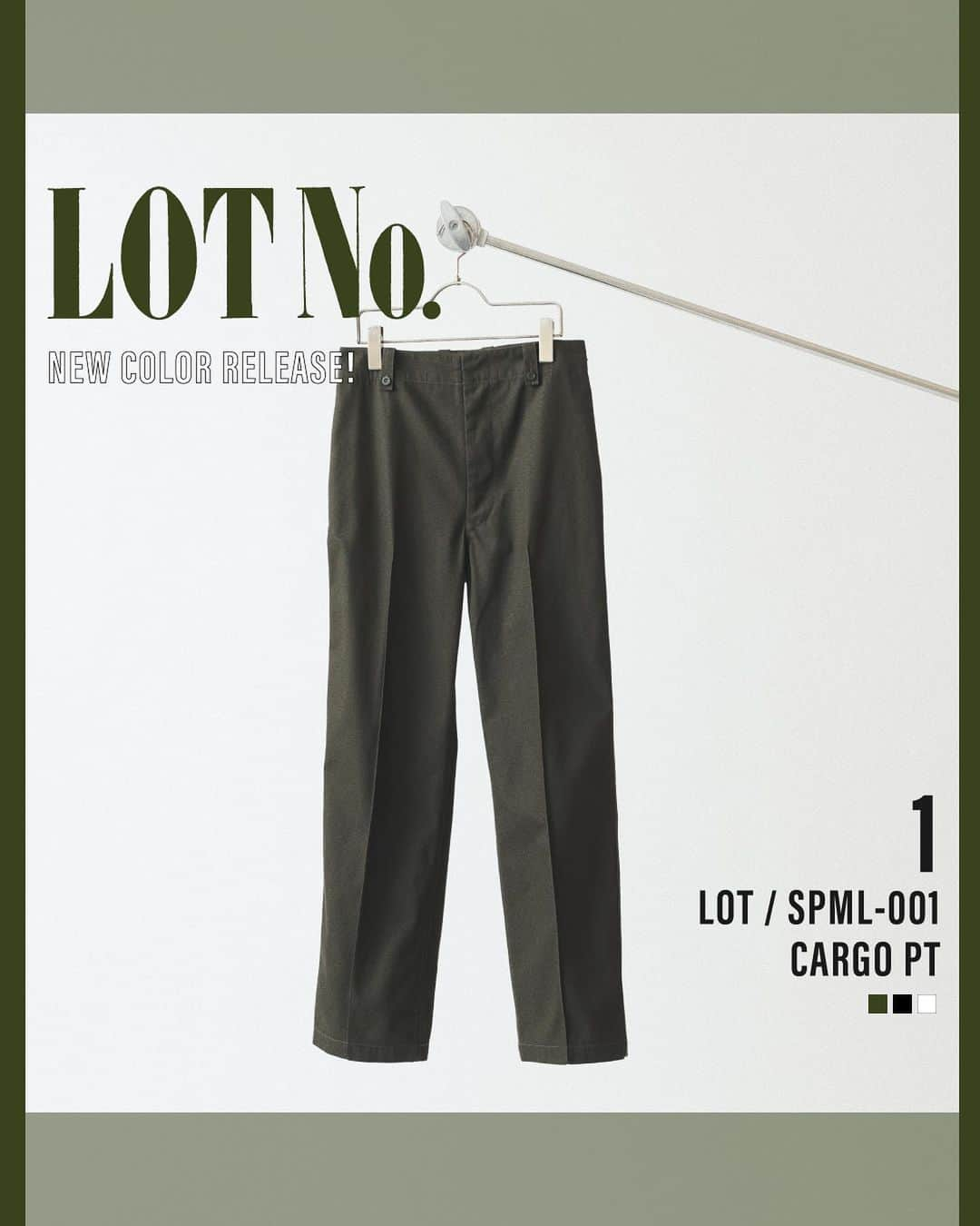 スピックアンドスパンのインスタグラム：「Coming Soon 💫 ⁡ ⁡ 今年の秋にデビューしたミリタリーライン 「LOT No.(ロットナンバー) 」。 ⁡ 前回ご好評いただいた3種類のミリタリーパンツが 人気のカーキに加えて、新色でブラックとホワイトが登場します。 ⁡ ⁡ 🗓発売日 店舗：全店12/7(木)発売 WEB：予約受付中 ⁡ ⁡ 【LOT No. SPML-001 CARGO PT】 ¥16,500 no. 23030200821140 ⁡ 【LOT No. SPML-002 ARMY PT】 ¥16,500 no. 23030200819140 ⁡ 【LOT No. SPML-003 FATIGUE PT】 ¥16,500 no. 23030200820140 ⁡ ⁡ ＿＿＿＿＿＿＿＿＿＿＿＿ ⁡ ⁡ @baycrews #spickandspan #baycrews #スピックアンドスパン #ベイクルーズ#カジュアル #カジュアルコーデ #大人カジュアル #大人カジュアルコーデ #ミリタリーパンツ #ミリタリーパンツコーデ #ミリタリー #ミリタリーファッション #ミリタリーコーデ #パンツコーデ #ロットナンバー」