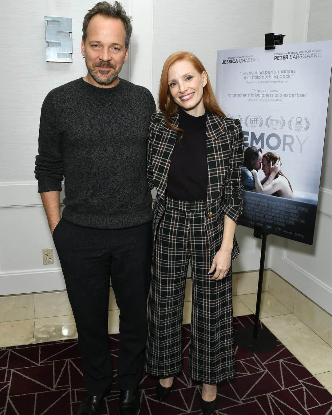 Just Jaredのインスタグラム：「Jessica Chastain & Peter Sarsgaard step out for a special screening of their new movie "Memory," which will be released in select theaters on December 22 before a wide release on January 5, 2024. #JessicaChastain #PeterSarsgaard Photos: Getty」