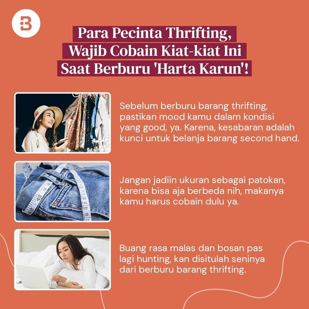 Beauty | Health | Fashionさんのインスタグラム写真 - (Beauty | Health | FashionInstagram)「Siapa di sini yang hobinya thrifting?😍  Nah, biasanya apa sih hambatan yang kamu temuin pas lagi asik hunting barang thriftingan? —-- Jangan lupa untuk follow @Beautynesia.id  untuk berita menarik seputar wanita dan lainnya!  Follow juga instagram : @beautynesianews 💄 @mommyasia.id 🤰🏼👶🏻 —---- #fashion #thrifting #barangtthrifting #second #secondhand #tokothrifting #budayathrifting #berburuthrifting #huntingthrifting #beautynesiaid」12月6日 15時52分 - beautynesia.id