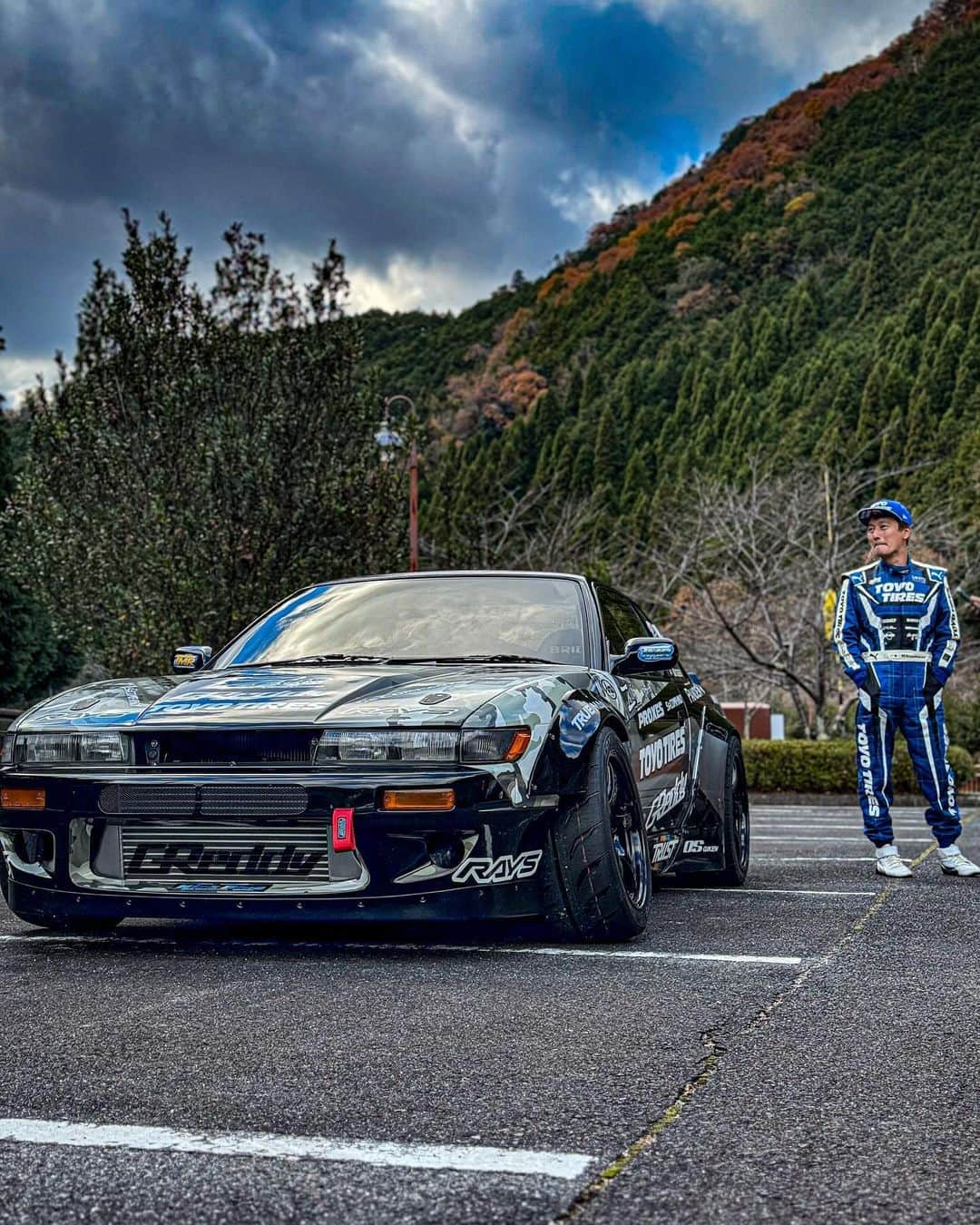 川畑真人のインスタグラム：「TMR S13 @teamtoyotiresjp   #toyotires #nissan #s13 #silvia #jdm #drift #kawabatamasato」