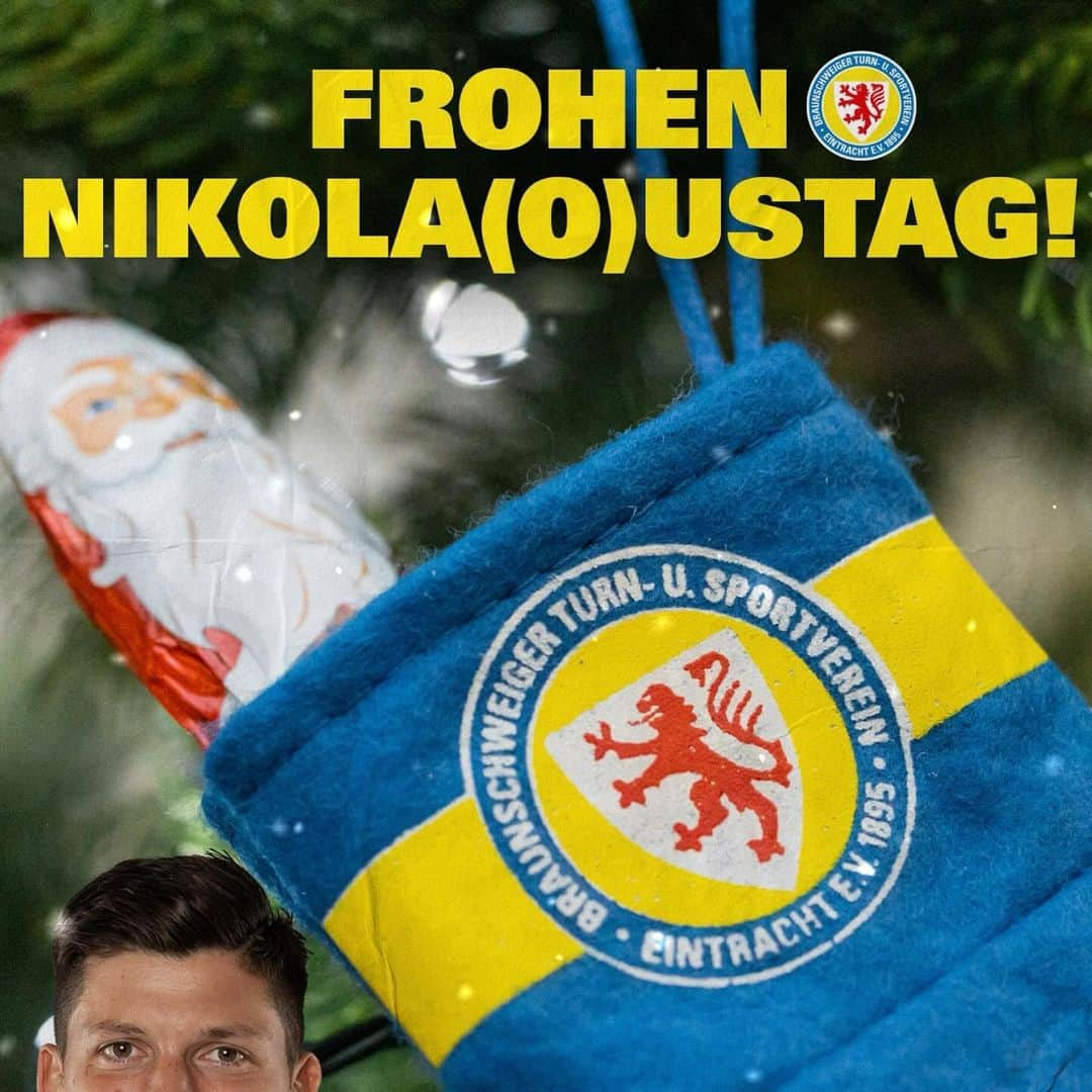 アイントラハト・ブラウンシュヴァイクのインスタグラム：「Wir wünschen Euch einen schönen Nikola(o)ustag!🎅🏻  Hoffentlich hattet Ihr etwas Blau-Gelbes in Euren Stiefeln.😉  _____ #wirsindeintracht」