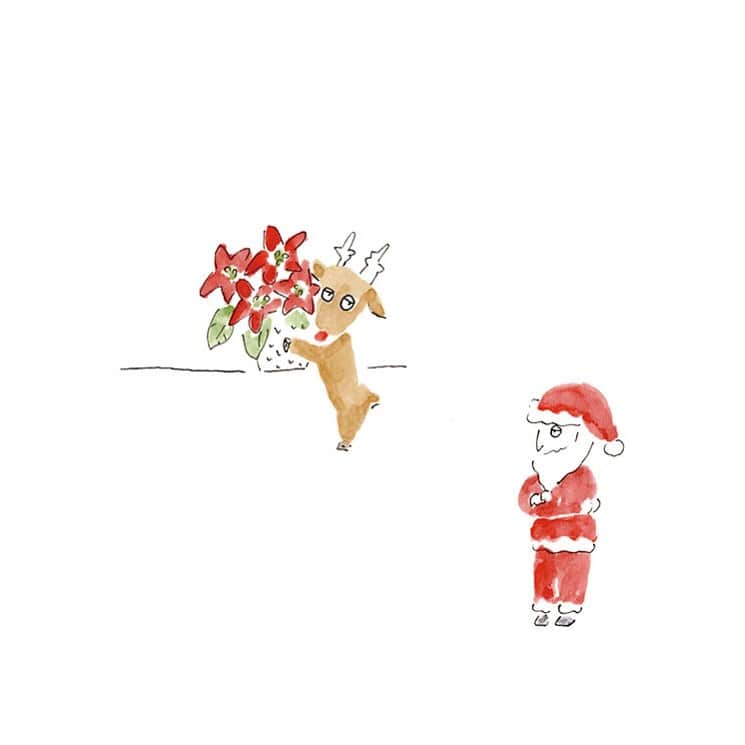 ハルペイのインスタグラム：「🎄 クリスマスのお飾りそろそろしないとね😅🎅 .  #クリスマス #🎄 #ポインセチア #christmas #poinsettia  #クリスマスインテリア  . #harupei#ハルペイ#doodle#draw#drawing#illustrator#illustration#japan I#絵#雑貨#湘南#イラスト#イラストレーター#ゆるい」