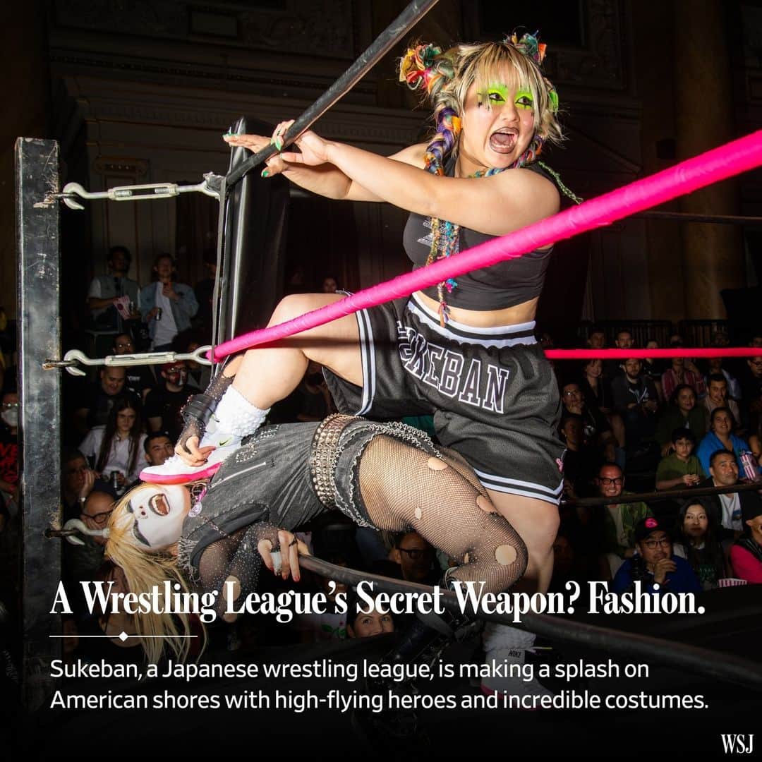 Wall Street Journalさんのインスタグラム写真 - (Wall Street JournalInstagram)「How does a group of entrepreneurs sell a new sport to Americans? For “Sukeban,” the Japanese female wrestling league that recently made its U.S. debut, the answer is, make it chic.⁠ ⁠ The league, whose next fight night is at Art Basel in Miami on Dec. 6, was founded by American and Japanese entrepreneurs heavily into Joshi, the term for Japanese female wrestling.⁠ ⁠ The women are divided into four crews, or what wrestlers call stables: the Vandals (zippers, ripped fishnets, scowls), Harajuku Stars (taffy-colored sailor suits, braids, pouts), Cherry Bomb Girls (streetwear, satin, masks) and Dangerous Liaisons (fake fur, Marie Antoinette hair, ruffles).⁠ ⁠ At Sukeban’s sold-out U.S. premiere in New York City, 90 minutes of wrestling was one part kawaii cute, one part fight-club subversive and one part WWE outrageous.⁠ ⁠ After Art Basel, Sukeban will head to Los Angeles, tour the U.S. throughout 2024 and hold matches in Tokyo.⁠ ⁠ Read more at the link in our bio.⁠ ⁠ 📷 & 🎥: @brianfinke for @wsjmag」12月7日 0時04分 - wsj