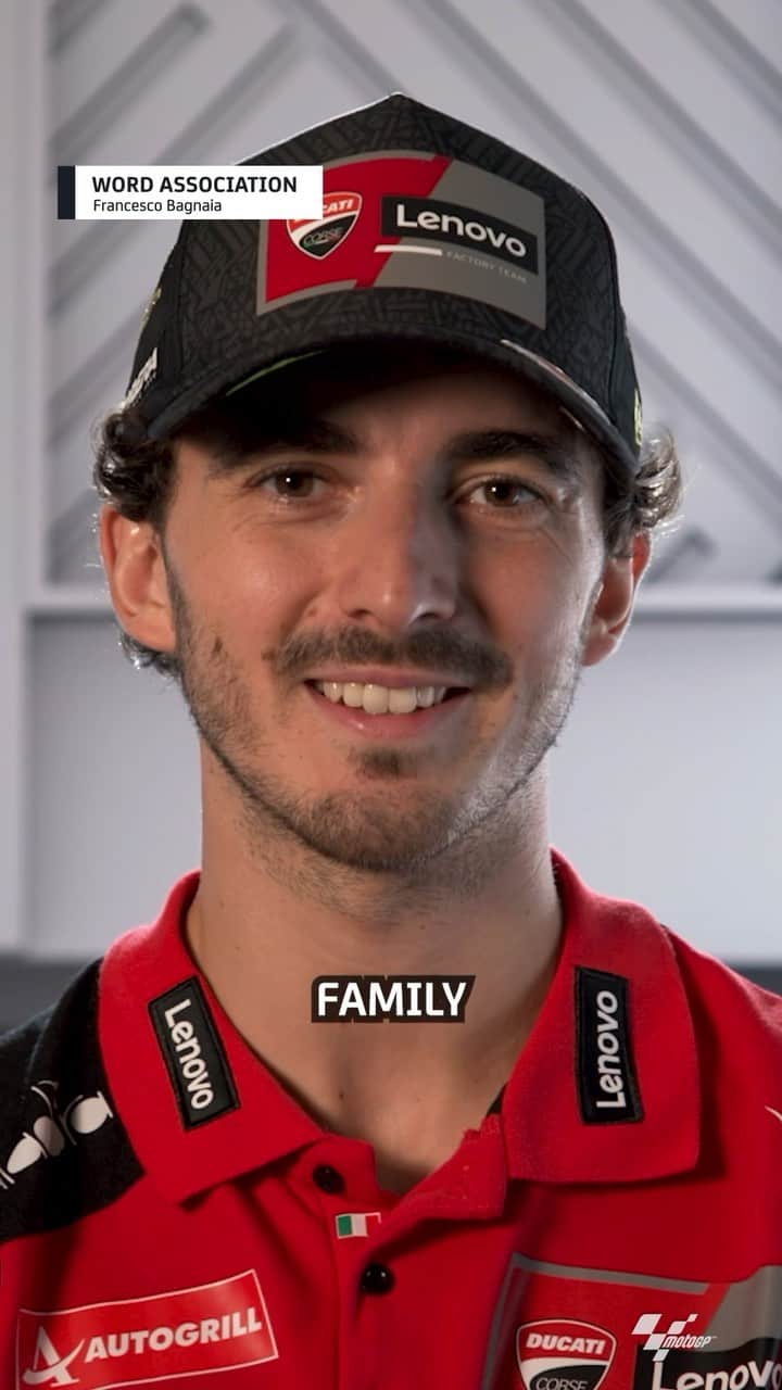 MotoGPのインスタグラム：「A go-to pasta recipe 🍝 @valeyellow46 🤝 Family 👩‍❤️‍👨🐶 Time to do some Word Association! 💡  #MotoGP #PeccoBagnaia #FB1」