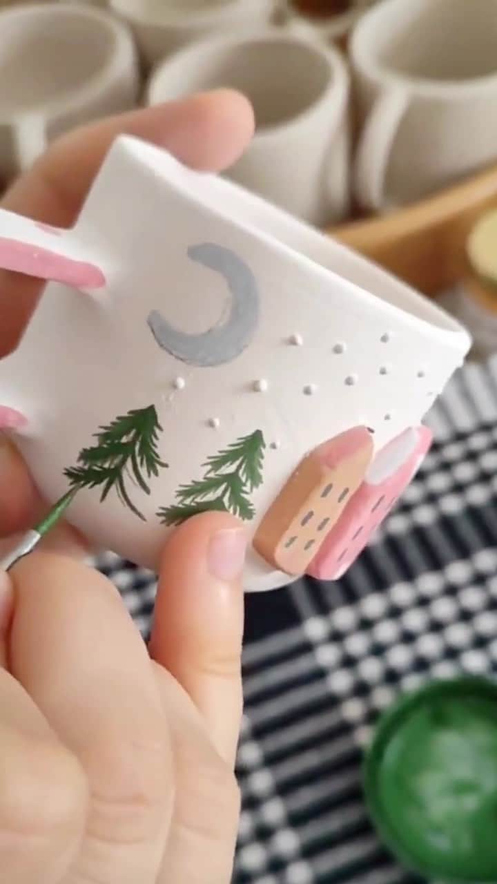 etsyのインスタグラム：「Is it even the holidays without a mug like this? Hand-painted in small batches by @julenkaceramic 🌲」